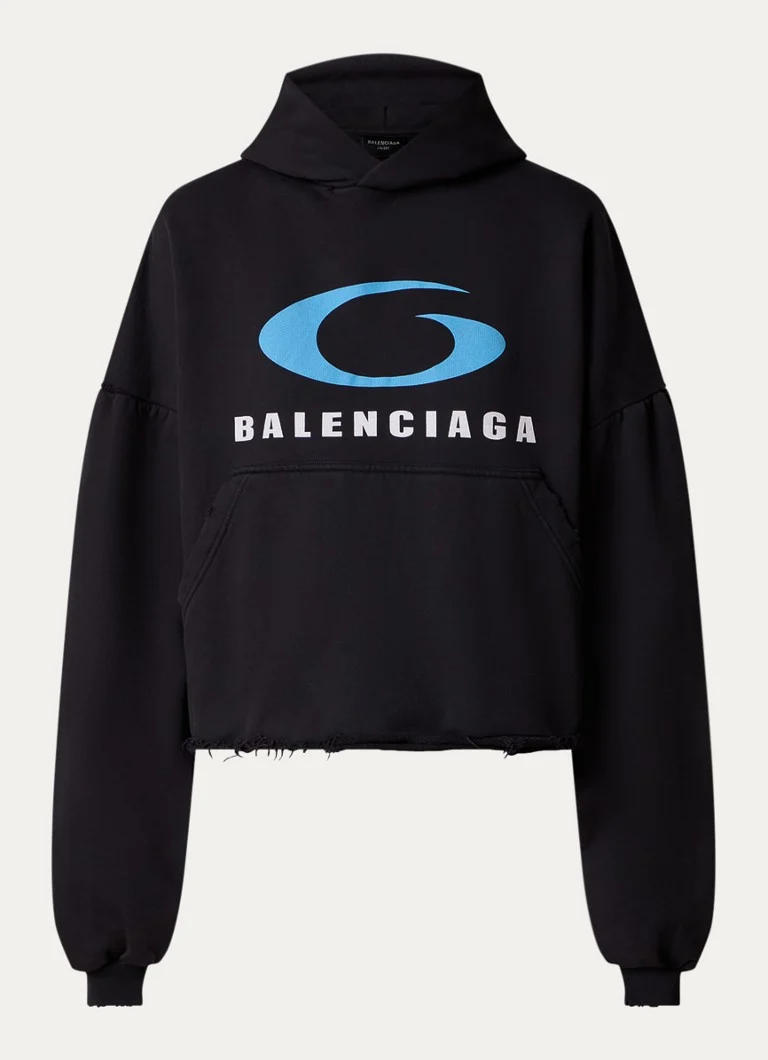Hanorac scurt Balenciaga cu imprimeu de logo