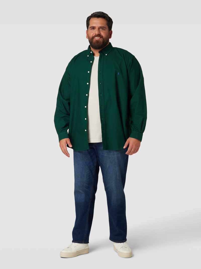 PLUS SIZE Freizeithemd mit Label-Stitching in dunkelgrün