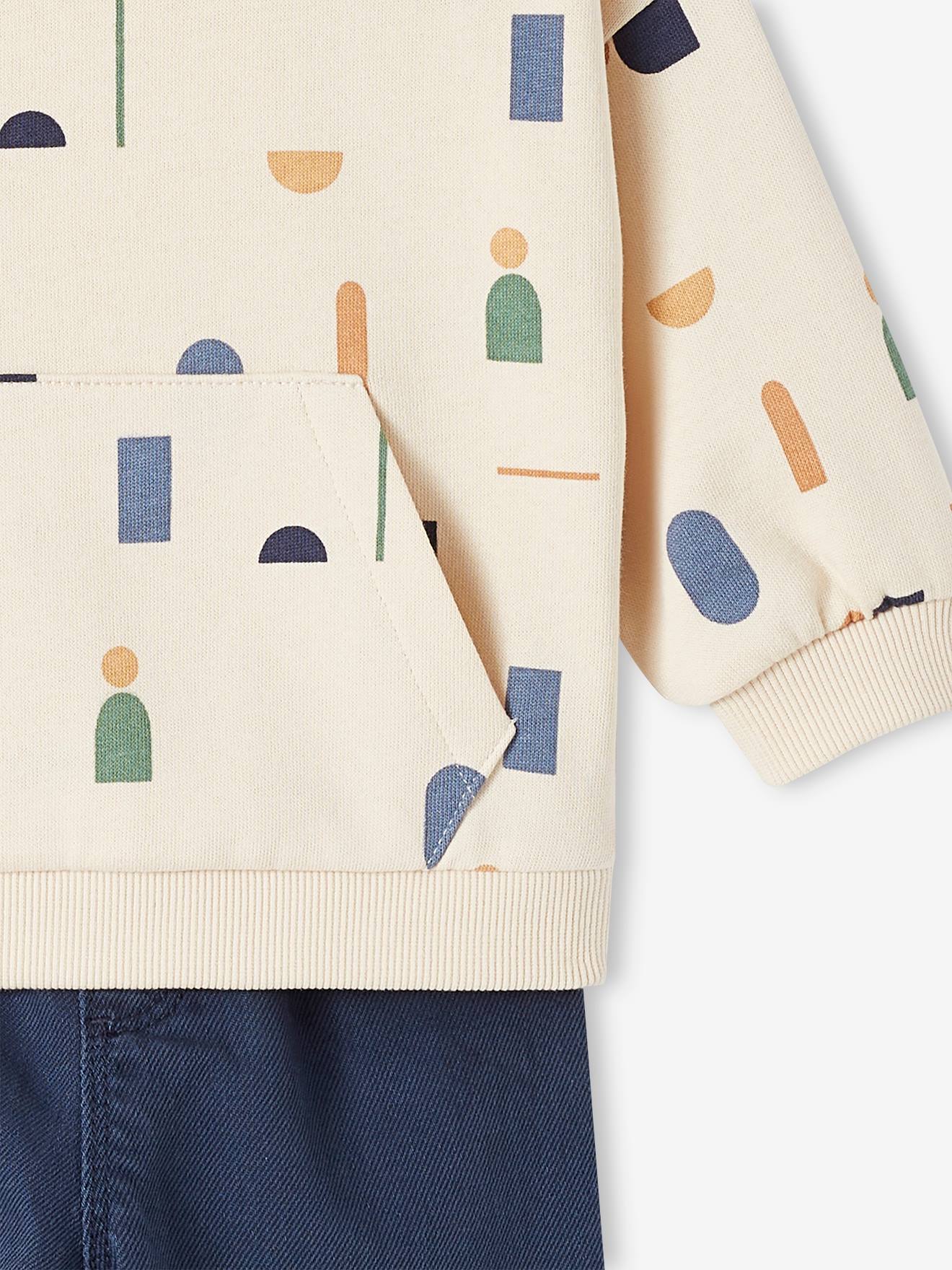 Ensemble bébé sweat en molleton et pantalon en sergé bleu nuit