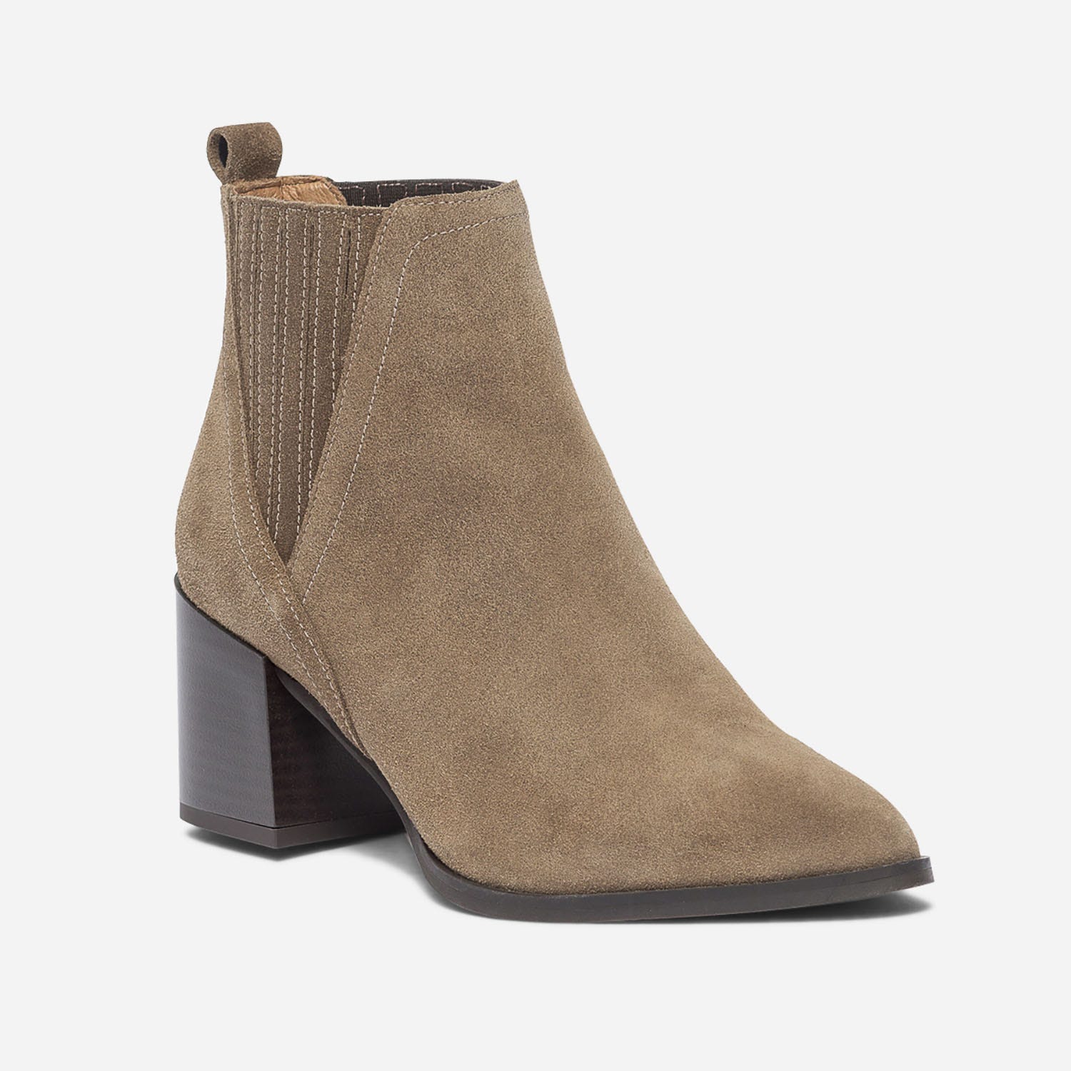 Chelsea boots TEXTO taupe en cuir velours éco-conçu