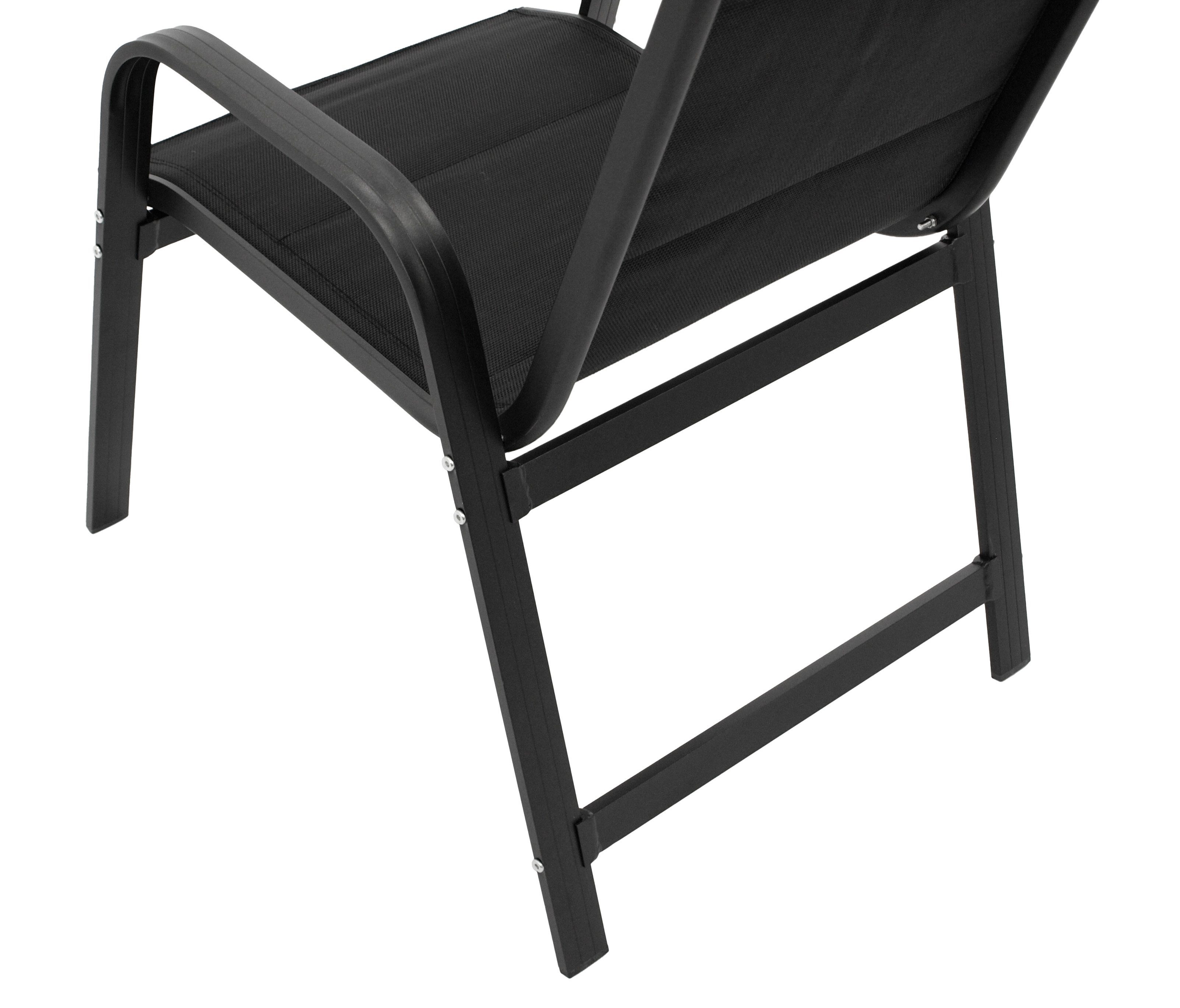 DEGAMO Gartensessel CESANO stapelbar, Alu anthrazitfarben + Kunstgewebe gepolstert schwarz, 2 STÜCK