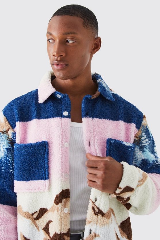 Borg Overshirt mit Knopfleiste
