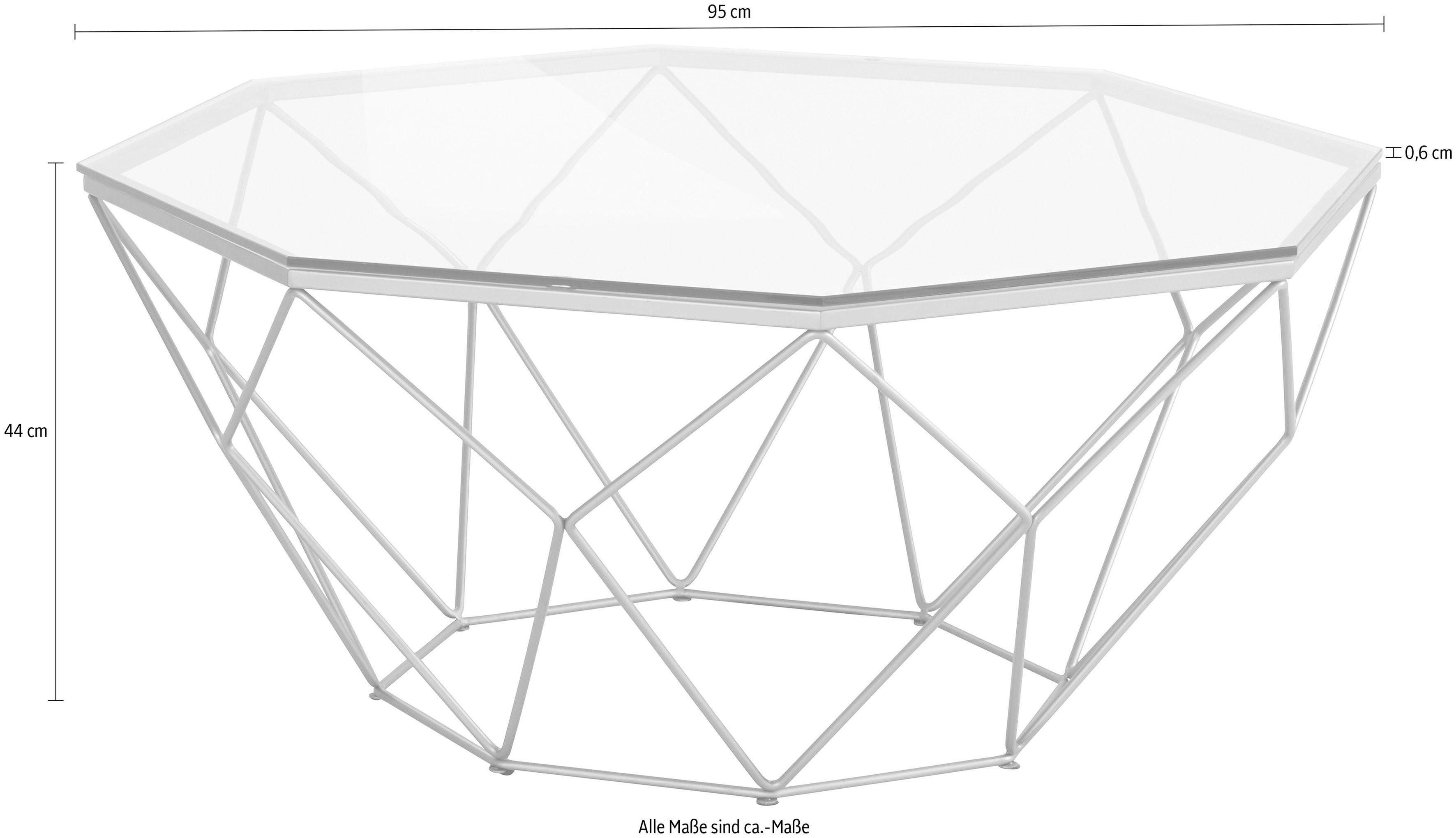 Guido Maria Kretschmer Home&Living Couchtisch Caen, aus Glas und Metall in geometrischen Formen, Breite 95 cm