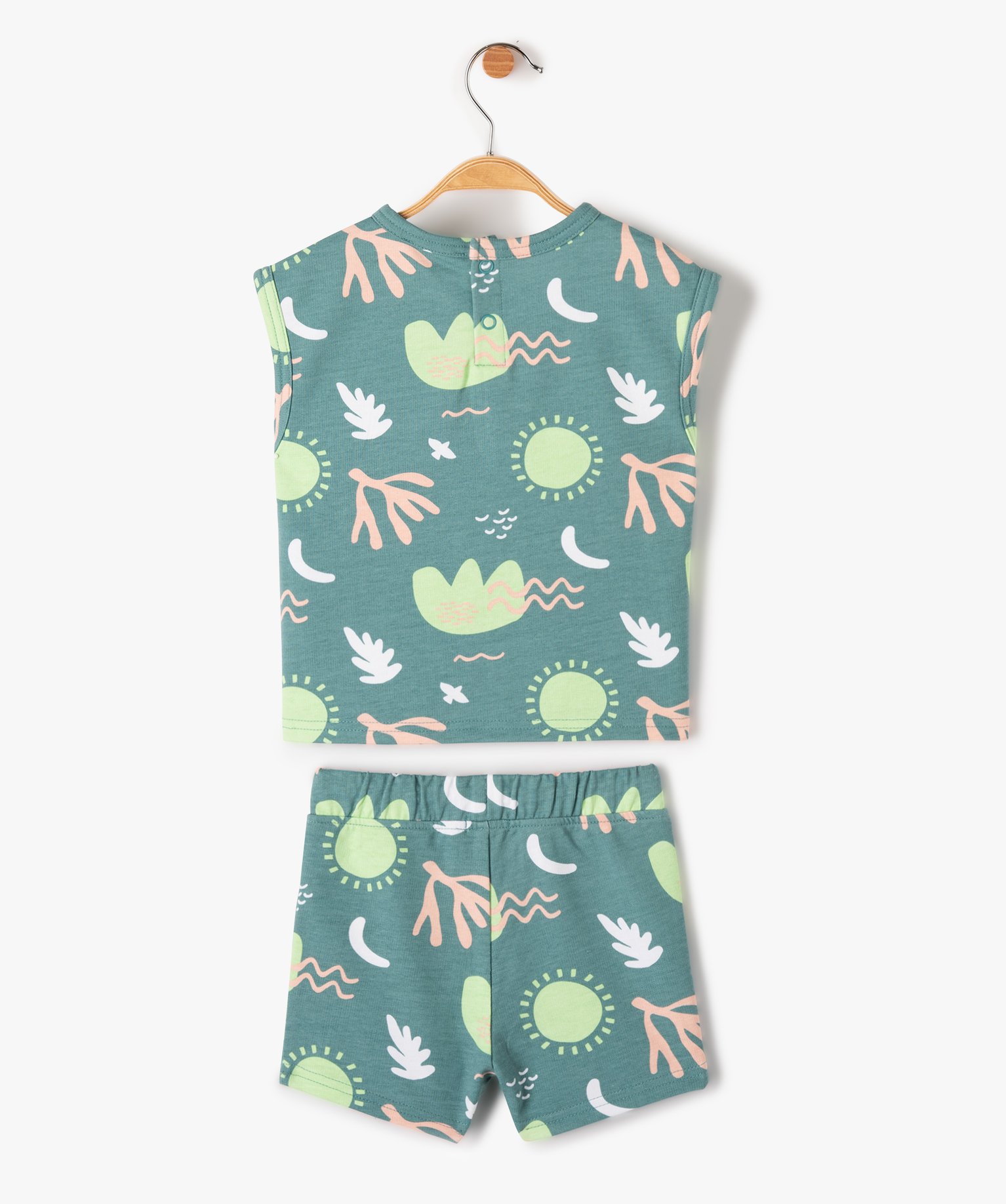 Ensemble bébé Garçon 2 pièces : short + débardeur imprimé vert | GEMO