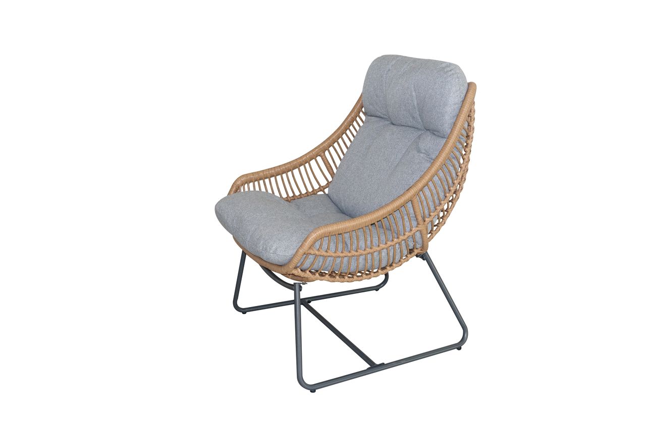 Happy Home Happy Home Casual Set 2 tlg. HGS48-GRA helles Rattan mit Sitzkissen in grau