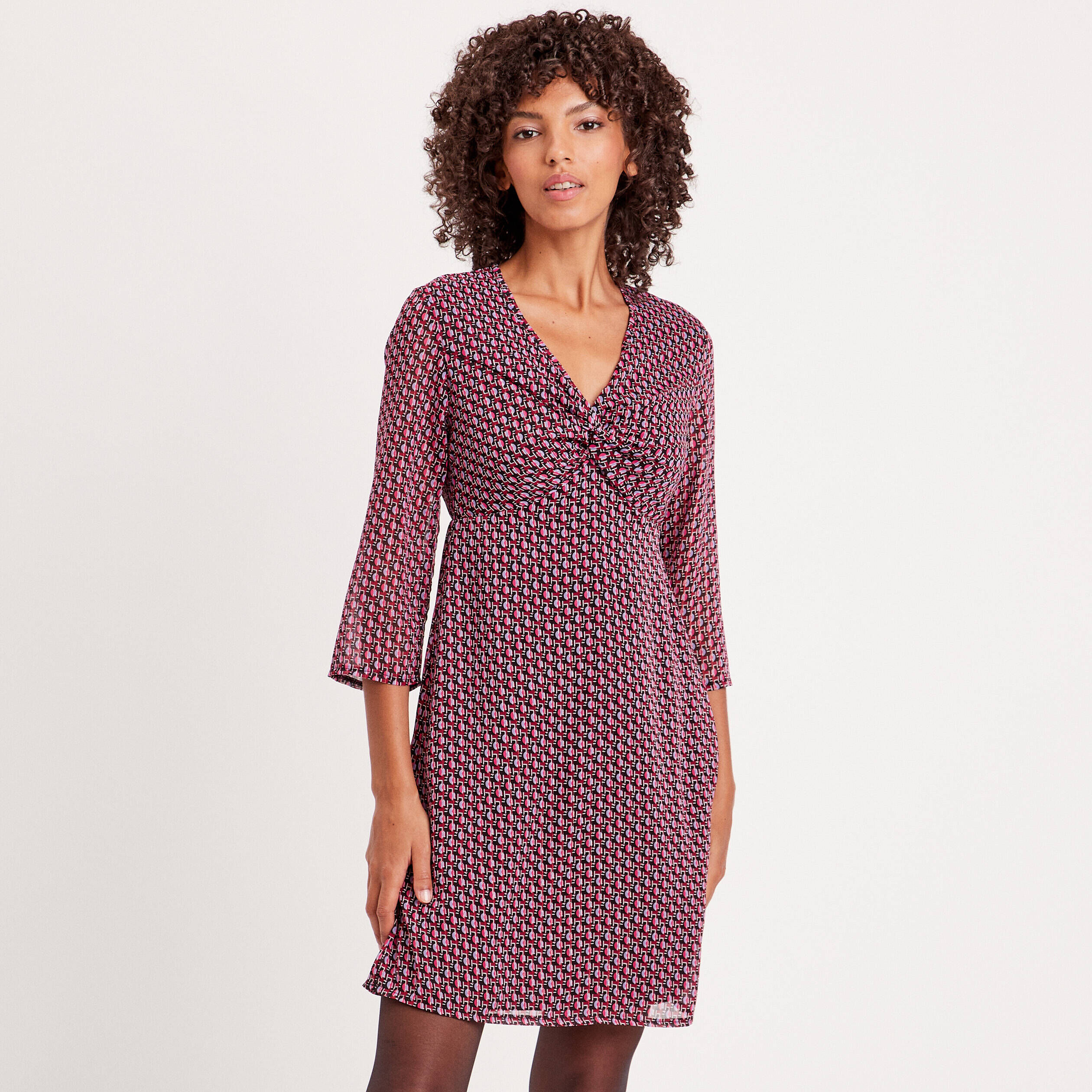 Robe évasée manches 3/4 prune femme | Cache Cache