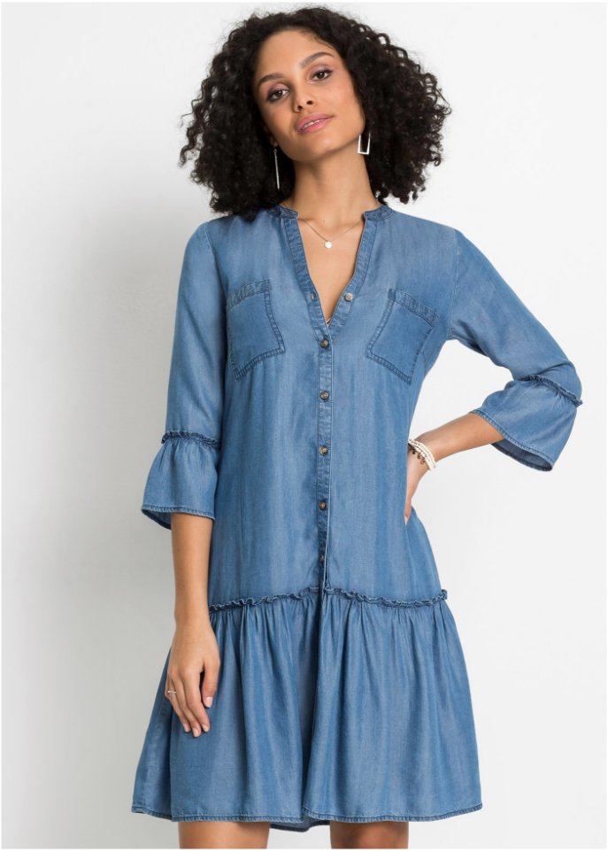 Blusenkleid mit Rüschen aus Tencel Lyocell