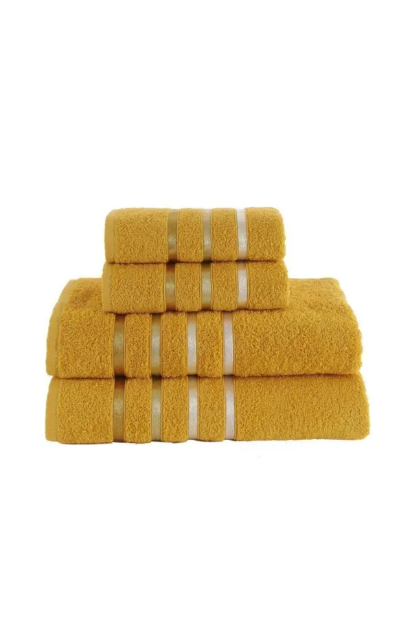 Karna Home  Bale 4-teiliges Badetuch-Set Dunkelgelb