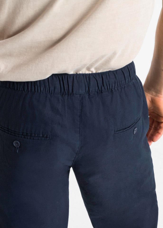 Regular Fit Chino-Schlupfhose mit Leinenanteil, Straight