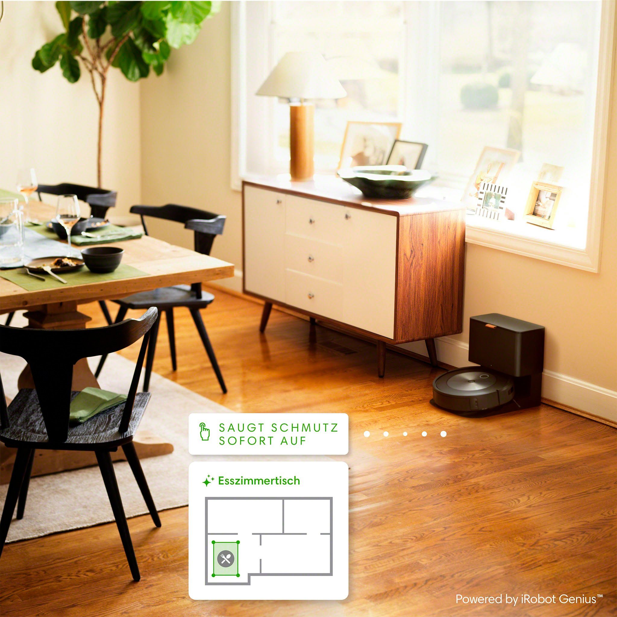 iRobot Saugroboter Roomba® j7+ (j7558), mit Beutel, WLAN-fähig mit autom. Absaugstation, Kartierung und zwei Gummibürsten