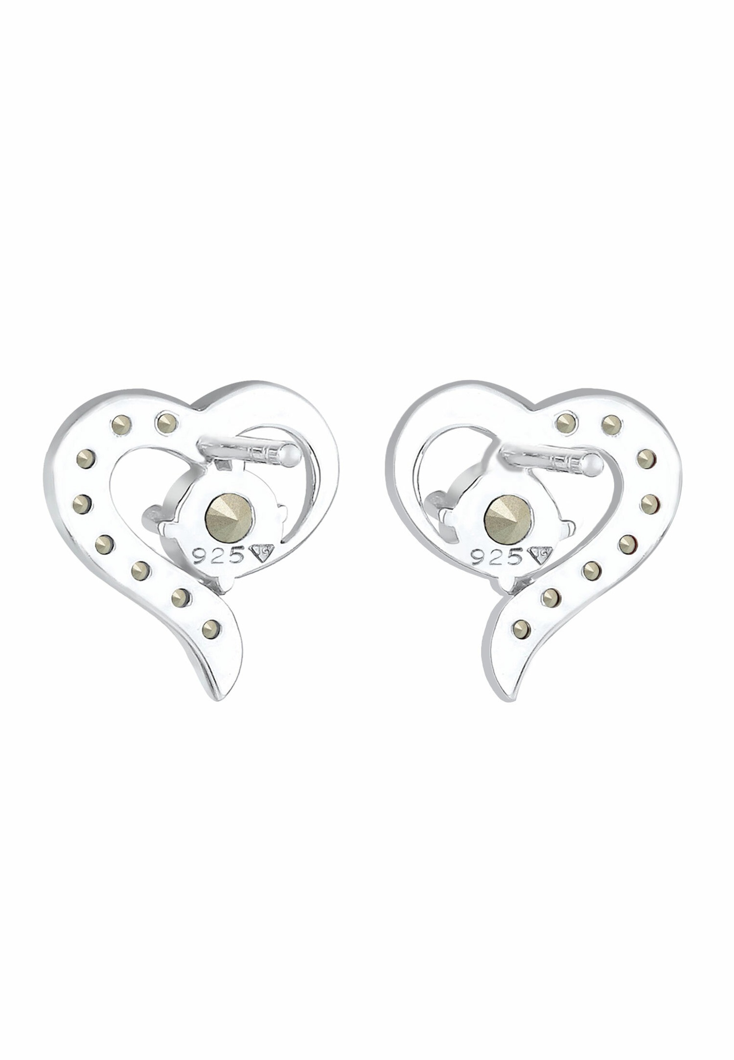 Elli Women's Heart Stud Earrings with Crystals in 925 Sterling Silver