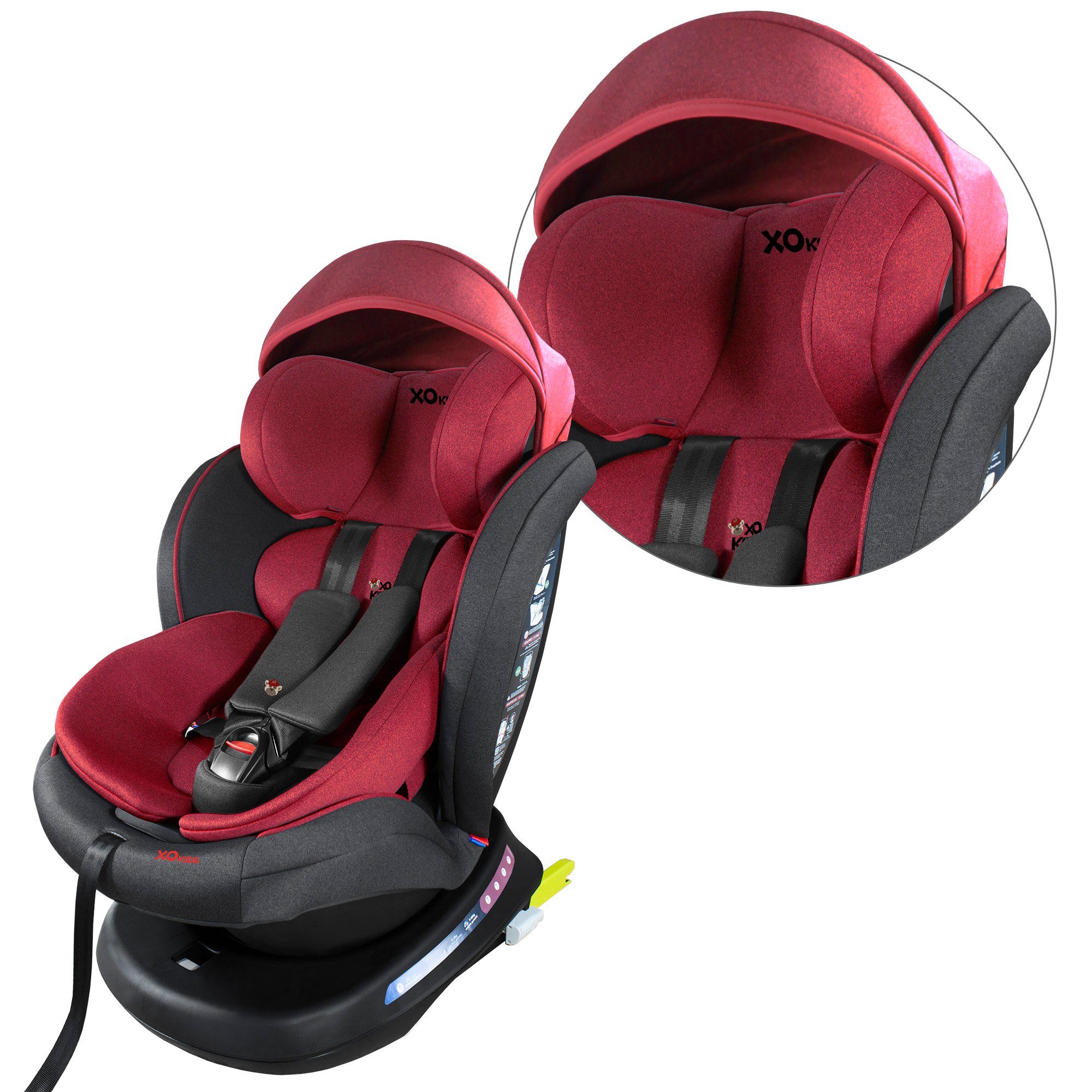 XOMAX Autokindersitz Patrizia, bis: 11, ab: 0 kg, bis: 36 kg, (Patrizia), mit 360° Drehfunktion, Isofix Gruppe 0/1/2/3 5-Punkt-Gurt ECE R44/04