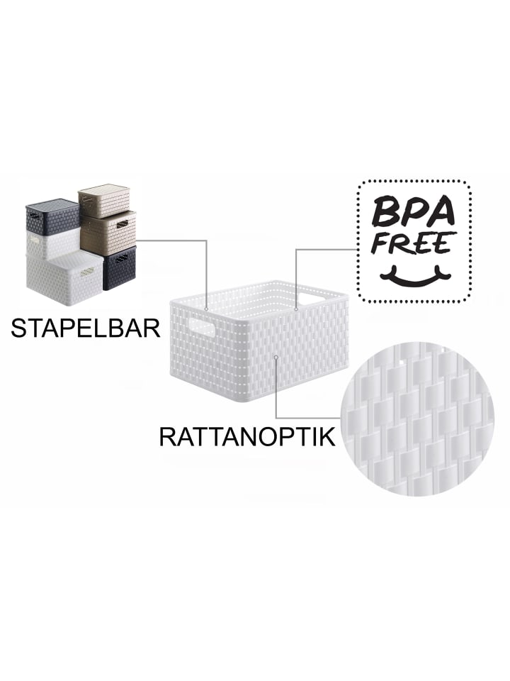 Rotho 3er-Set Aufbewahrungskorb 28l COUNTRY in Weiß günstig kaufen onesize