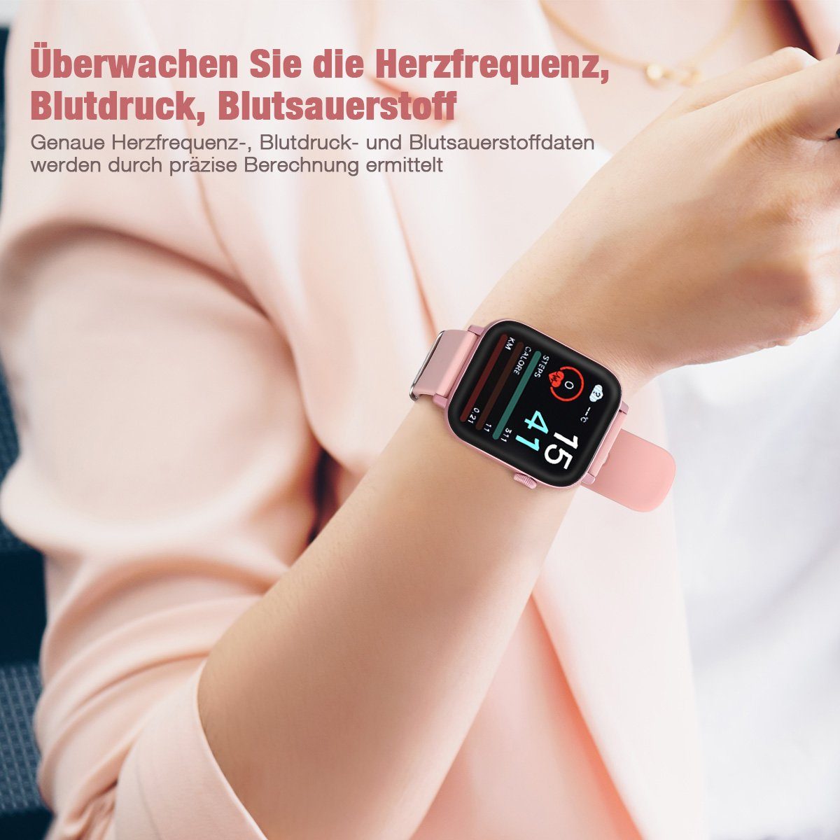 ombar Fitness Tracker Uhr Damen und Herren Smartwatch (Pulsmesser Schrittzähler Schlafmonitor cm/1,9