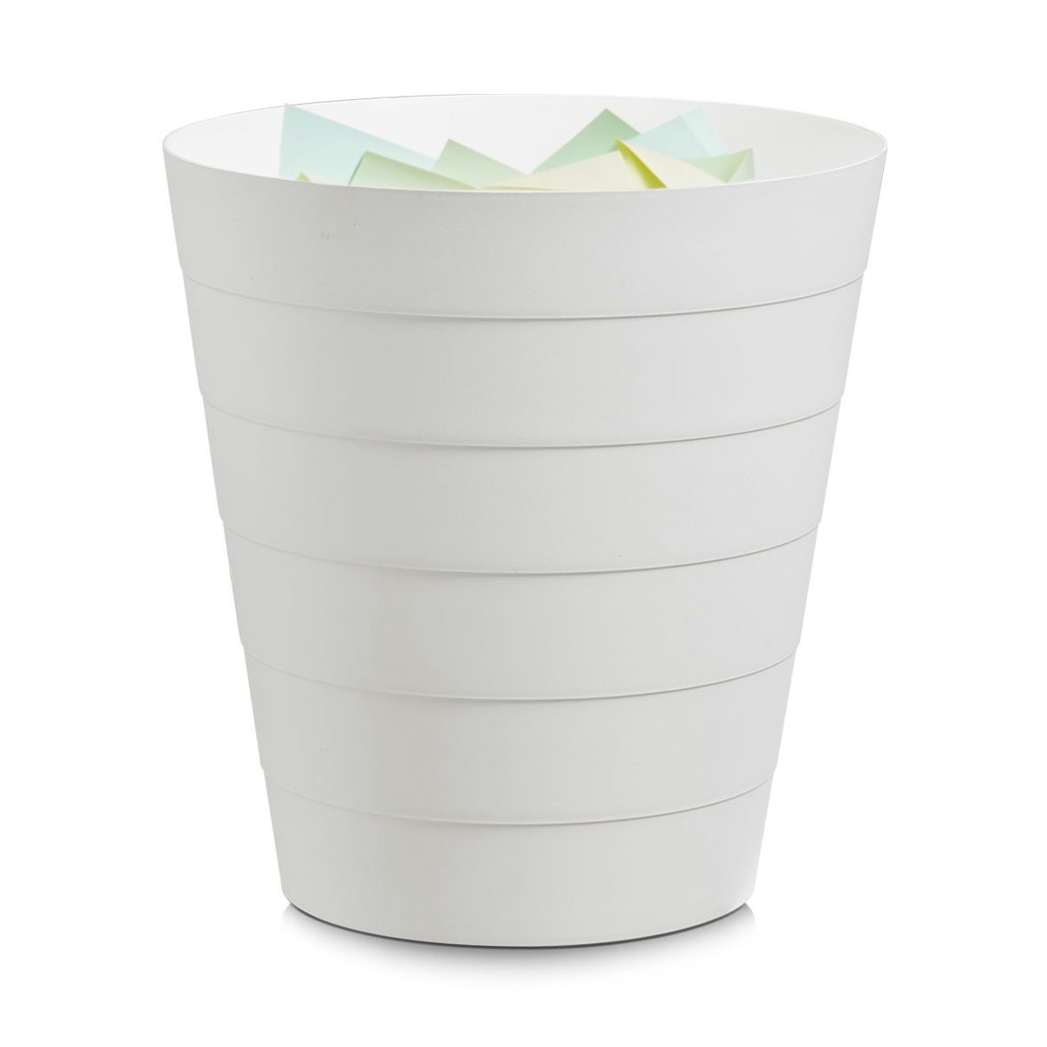 Basera® Mülleimer Papierkorb für Büro, Bad, Jugendzimmer & Kinderzimmer, 13,5 Liter, 29 x 29 x 30 cm, Kunststoff, rund, weiß