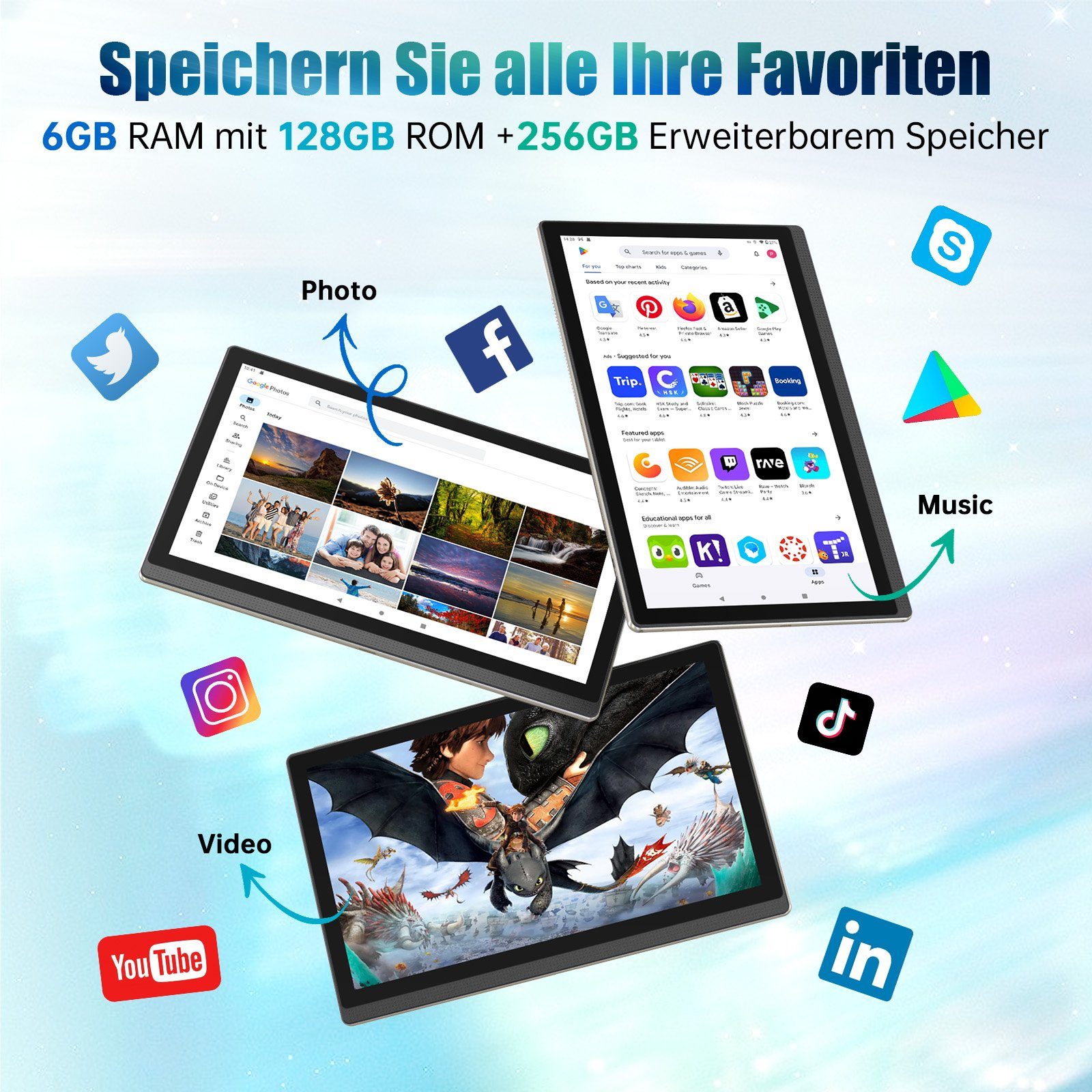 MESWAO 14.1-Zoll Android 12 Table mit 1920 * 1080 IPS HD Großes Display Tablet (14.1