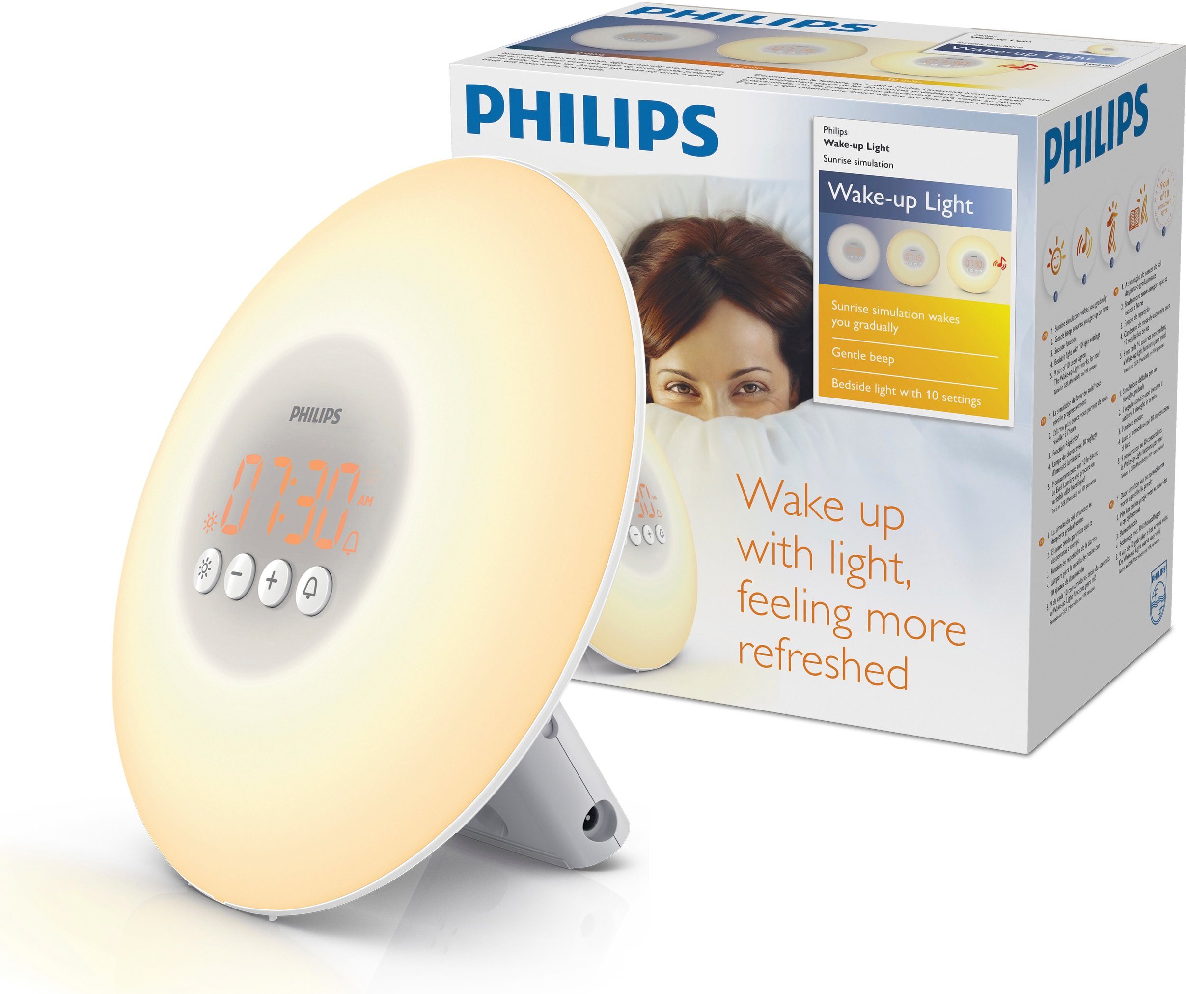 Philips Tageslichtwecker Wake-up Light HF3500/01 mit 10 Helligkeitseinstellungen und Schlummerfunktion