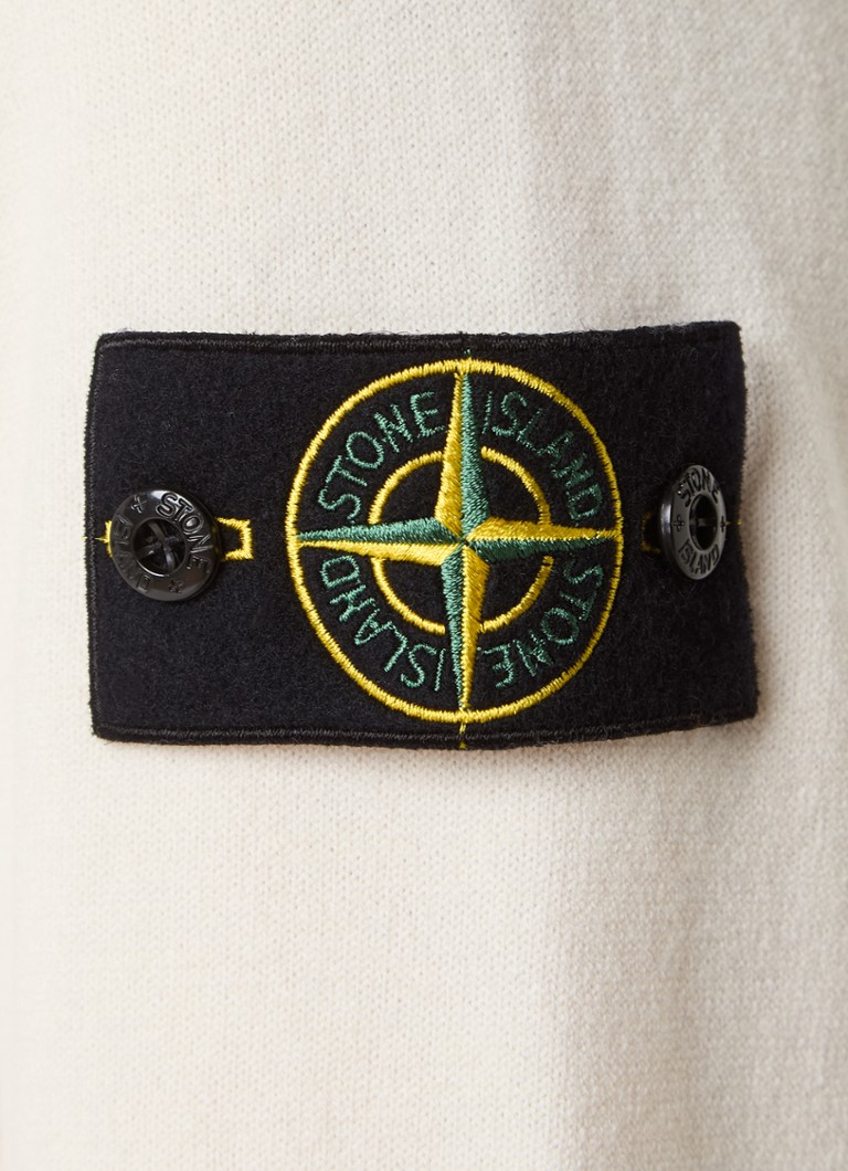 Πουλόβερ Stone Island 521A1 από απαλή πλέξη σε ανάμεικτο χρώμα Razor με φερμουάρ στη μέση και λογότυπο