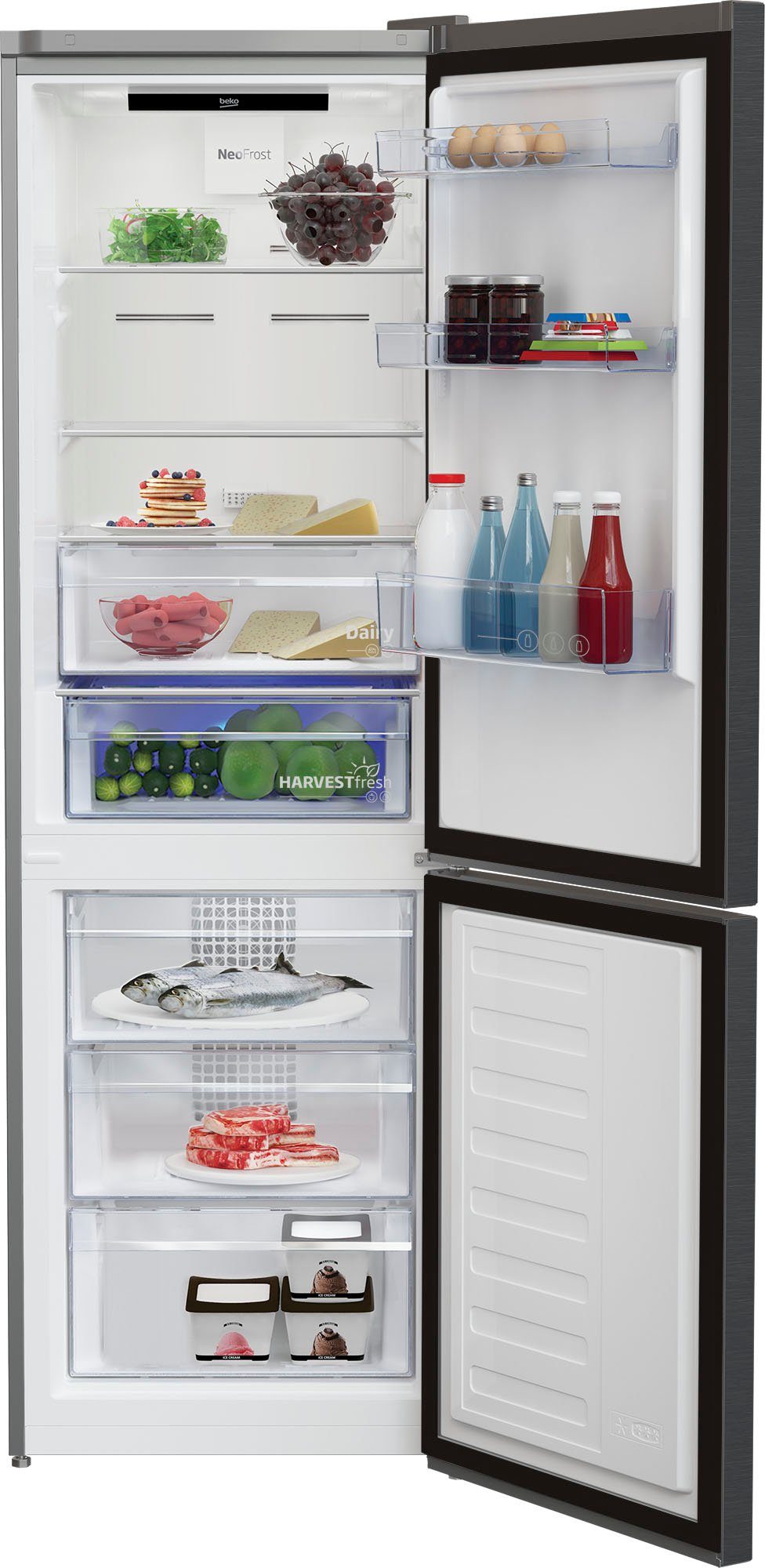 BEKO Kühl-/Gefrierkombination RCNE366E70ZXBRN, 186 cm hoch, 59,5 cm breit