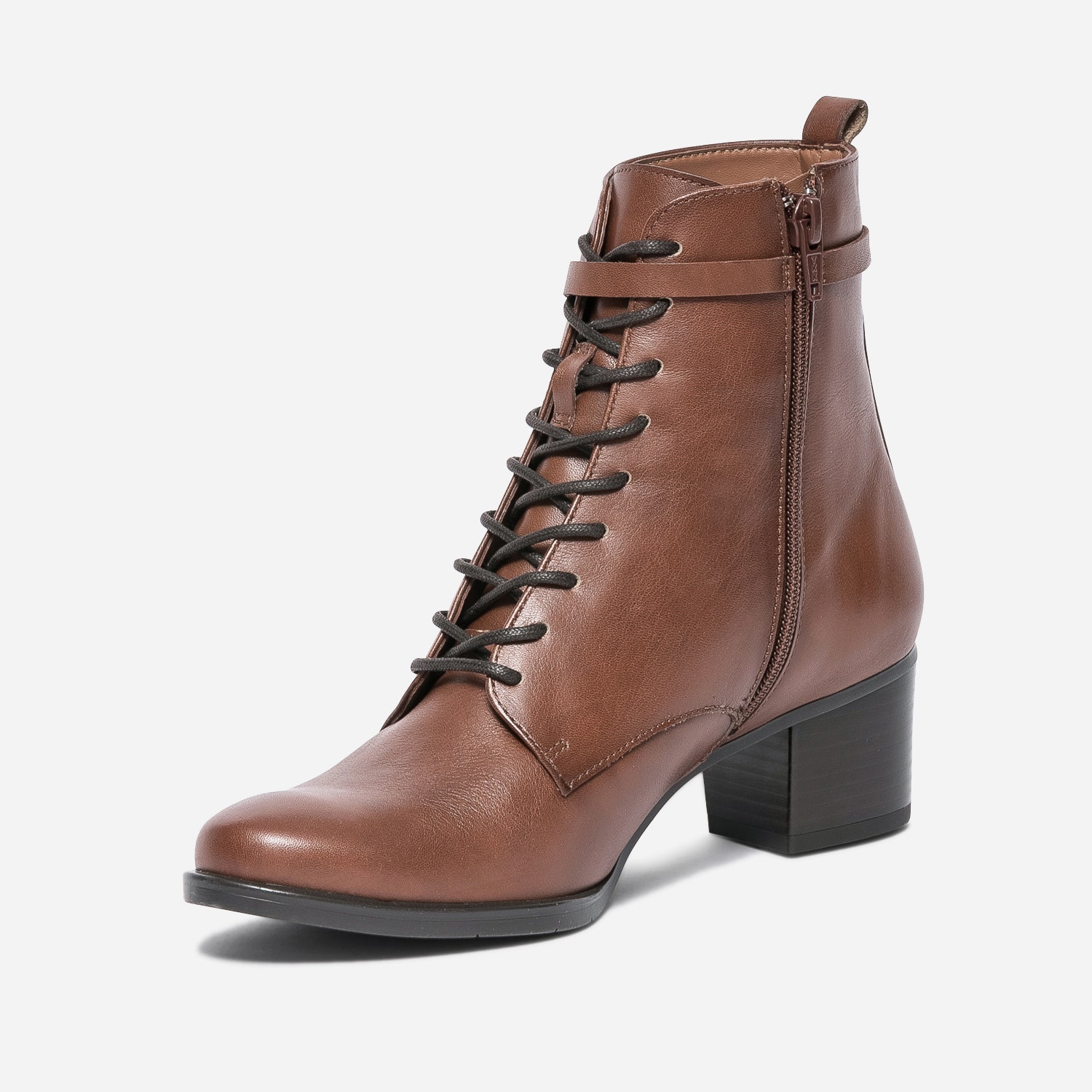 Bottine à talon ERAM FLEX cognac en cuir