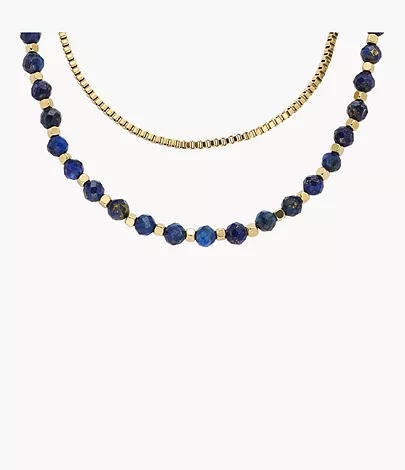 Fossil Kette All Stacked Up Beads Lapislazuli blau