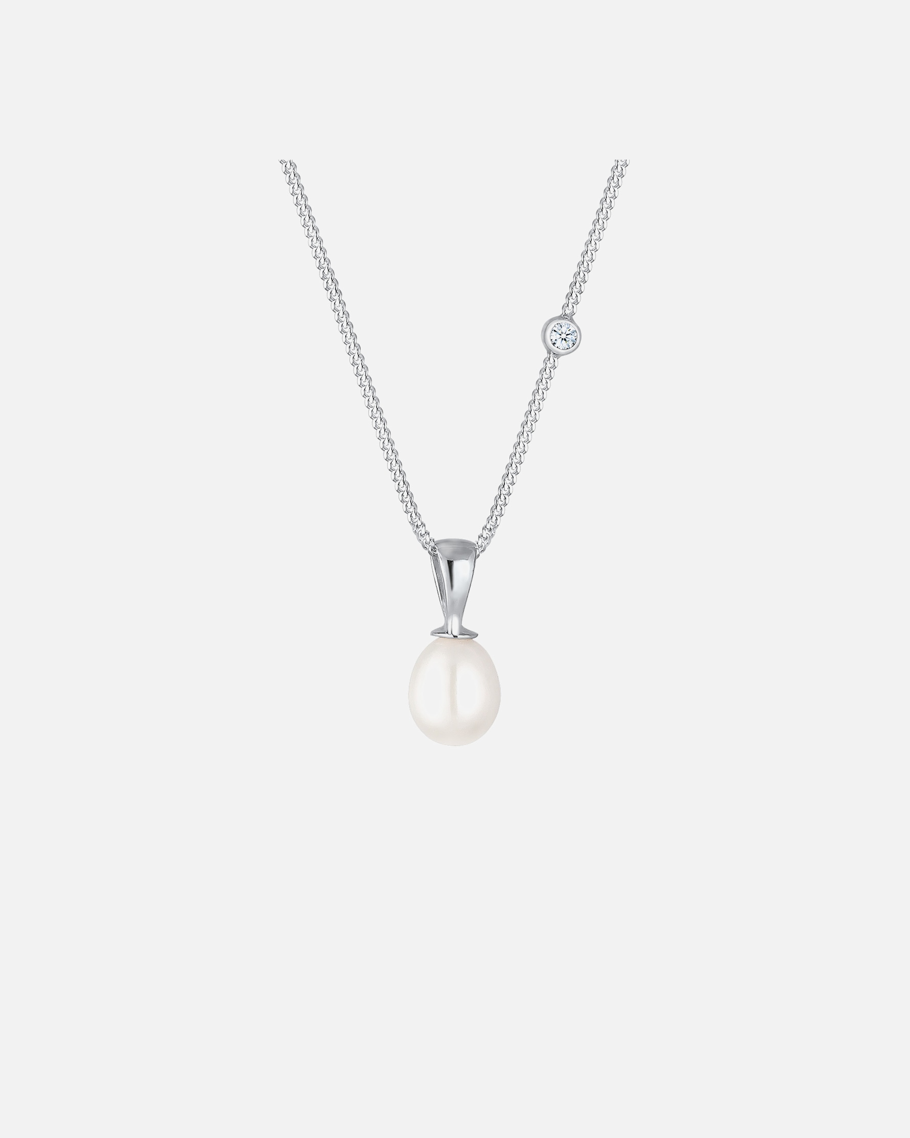 Elli DIAMONDS Elegant dråbeformet vedhæng til kvinder med ferskvandskulturperler og diamant (0,03 ct.) i sterlingsølv (925/1000)