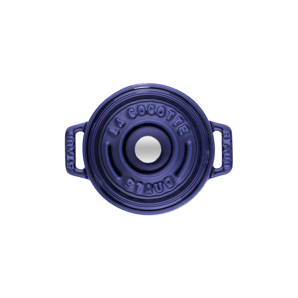 Mini Cocotte 10 cm, rund, Dunkelblau, Gusseisen