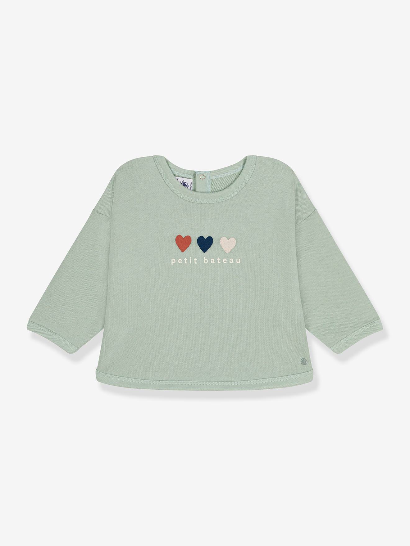 Petit Bateau Mädchen Sweatshirt PETIT BATEAU, Herzen - mandelgrün