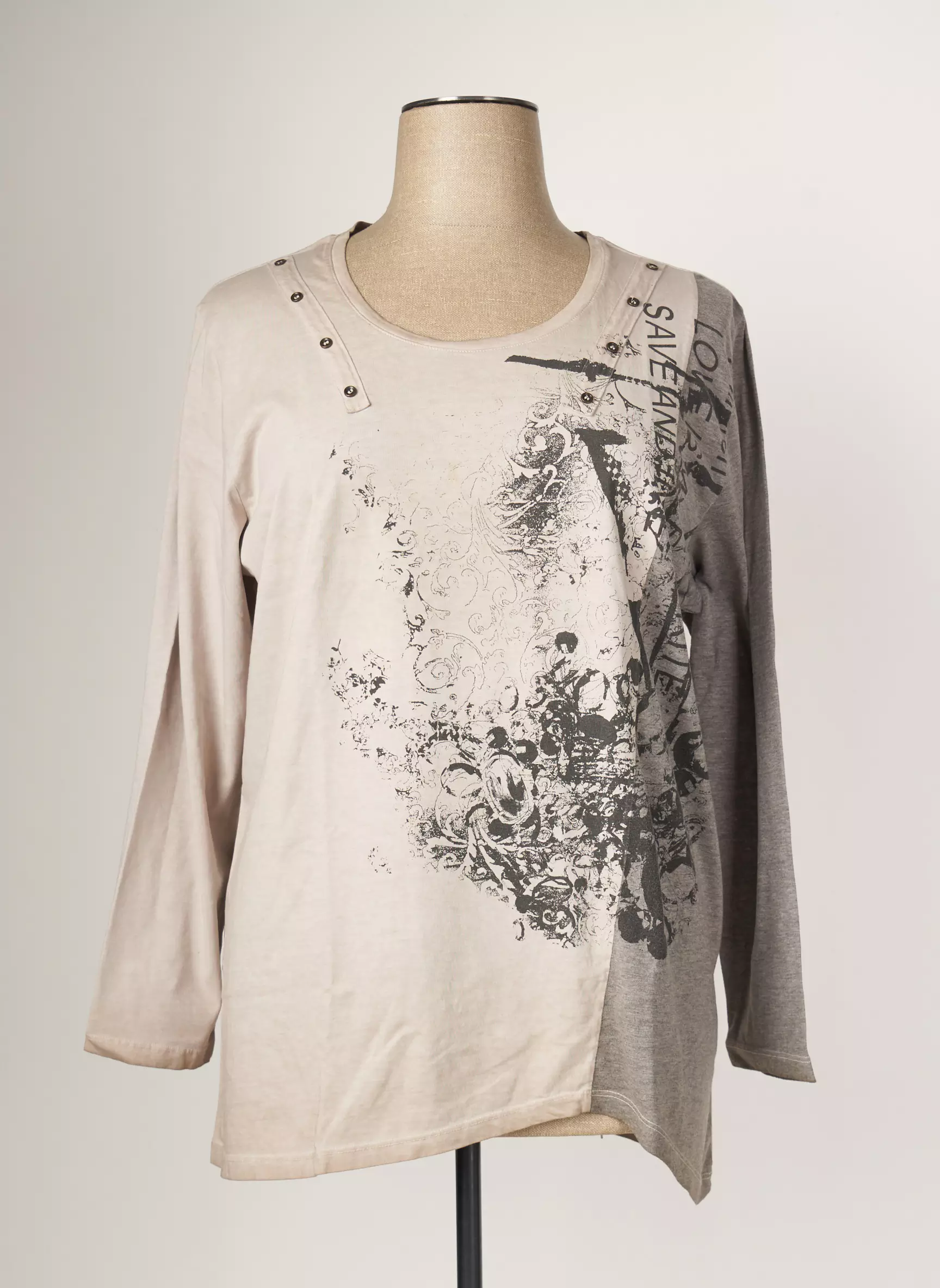 Leah Curve Tshirts Femme couleur beige