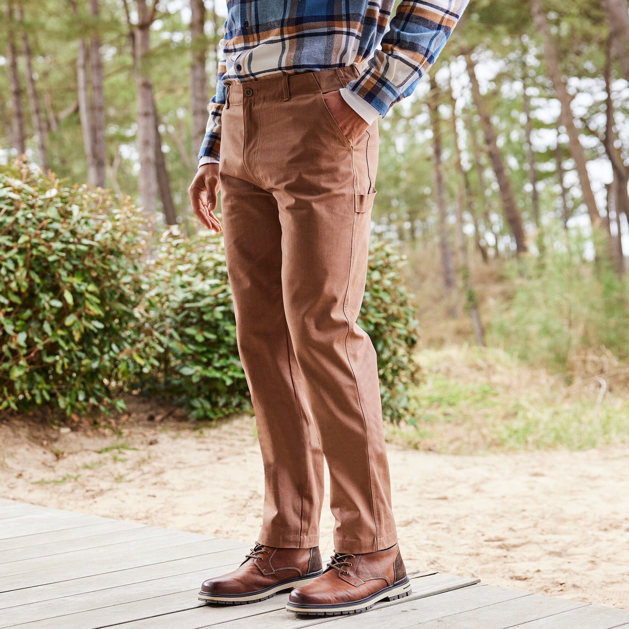 Pantalon charpentier en tissu bachette