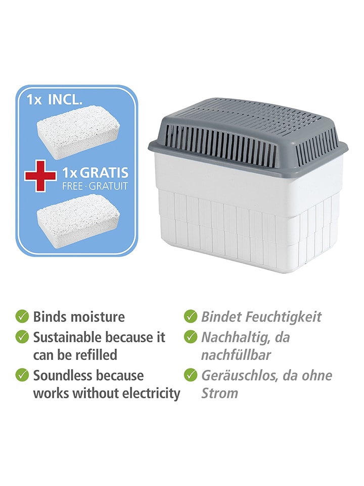 Wenko 3tlg. Set: Feuchtigkeitskiller in Weiß/ Grau - (B)24 x (H)16 x (T)15 cm günstig kaufen onesize