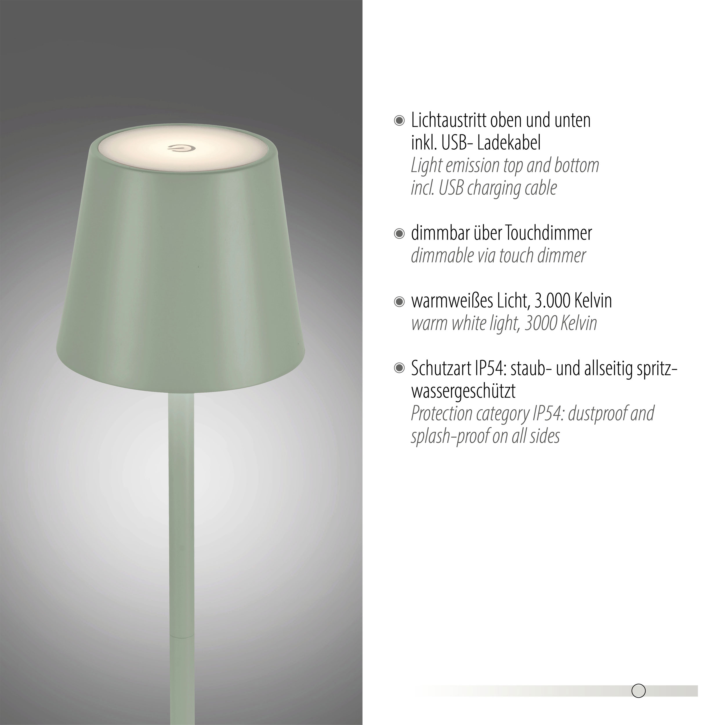 JUST LIGHT.LED-Akku-Tischleuchte 1flg