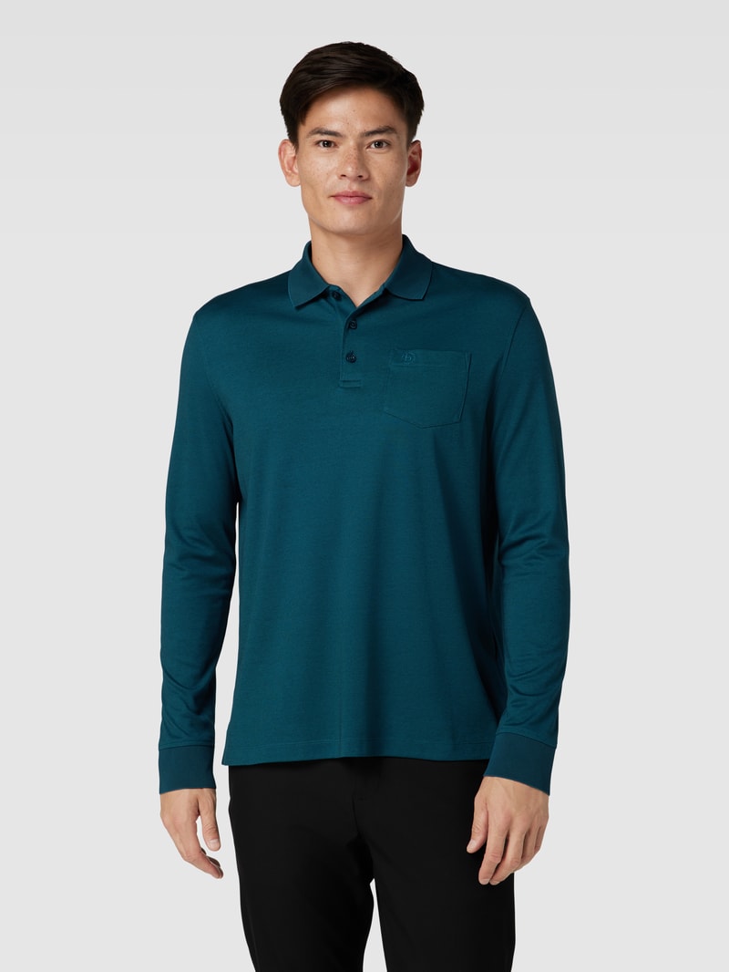 Poloshirt mit Brusttasche in aqua blau