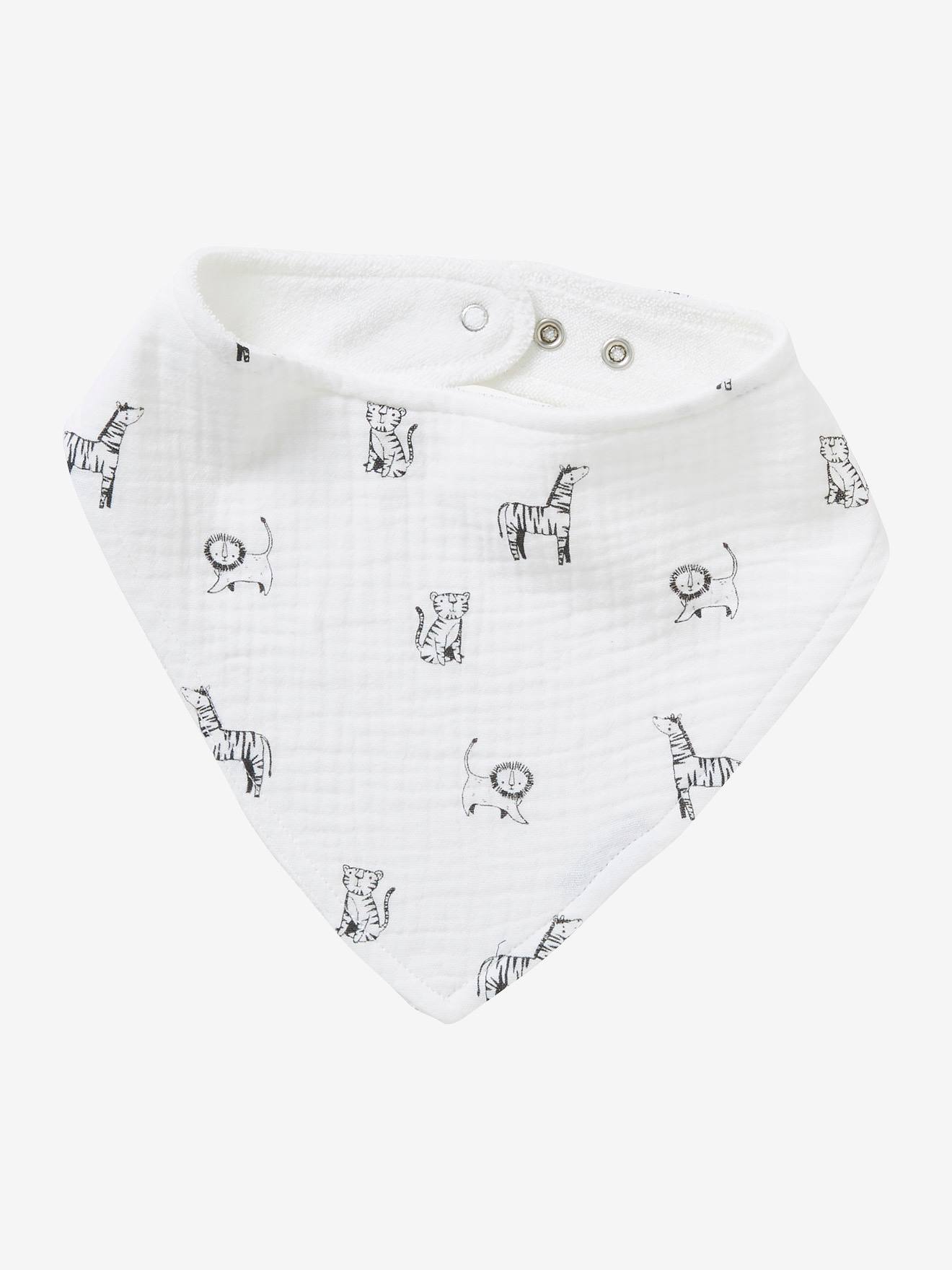 Lot de 3 bavoirs bandanas en gaze de coton vert noel