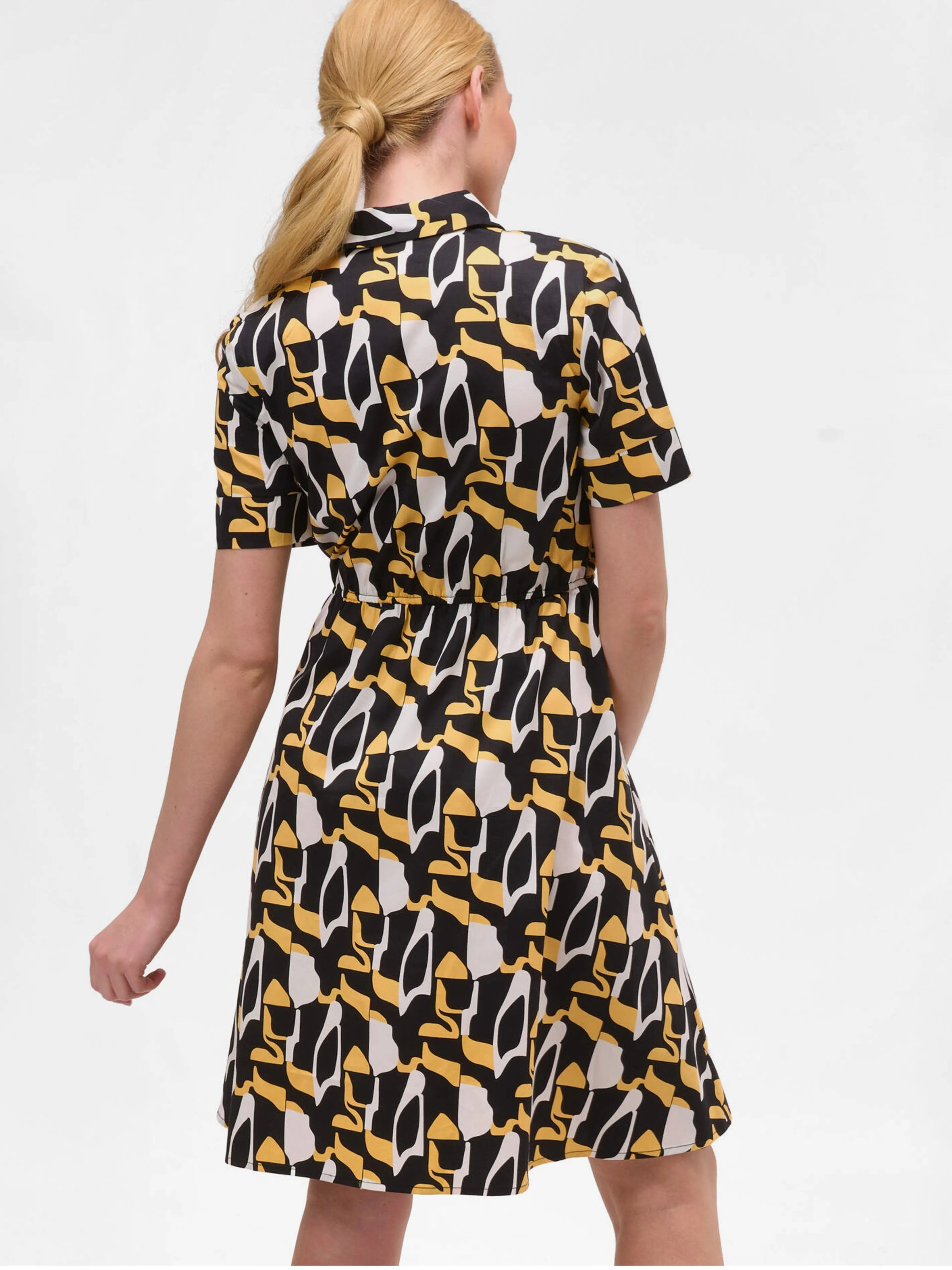 Schwarz-gelb gemustertes Hemdkleid ORSAY