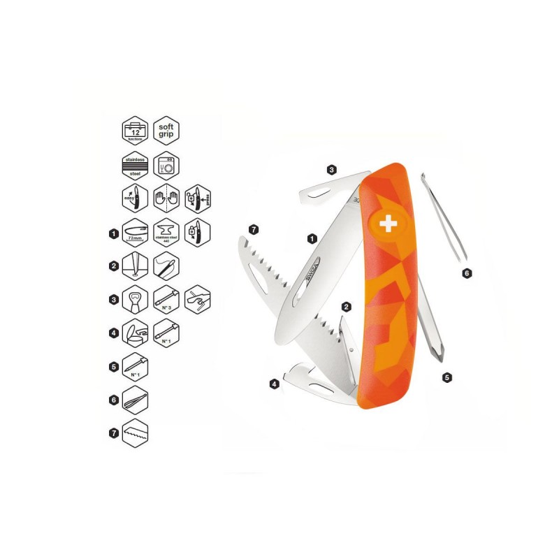 Coltellino multiuso Swiza J06 Junior Urban Orange, Coltellino svizzero