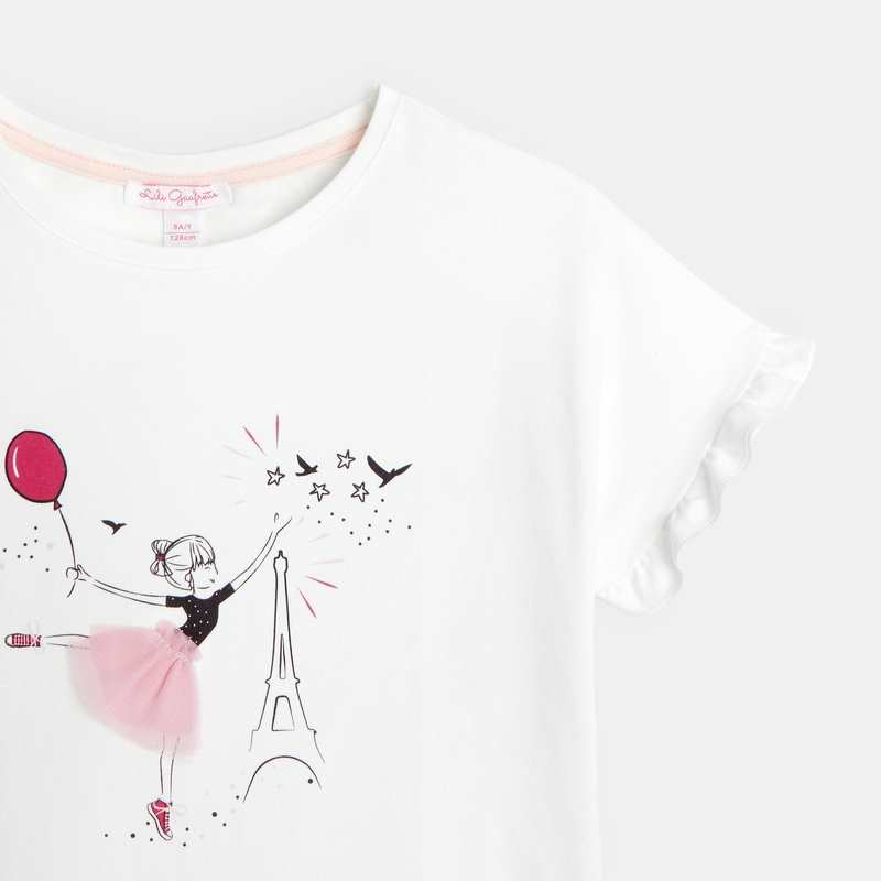 Tshirt blanc dessin crayonné Lili Gaufrette fille
