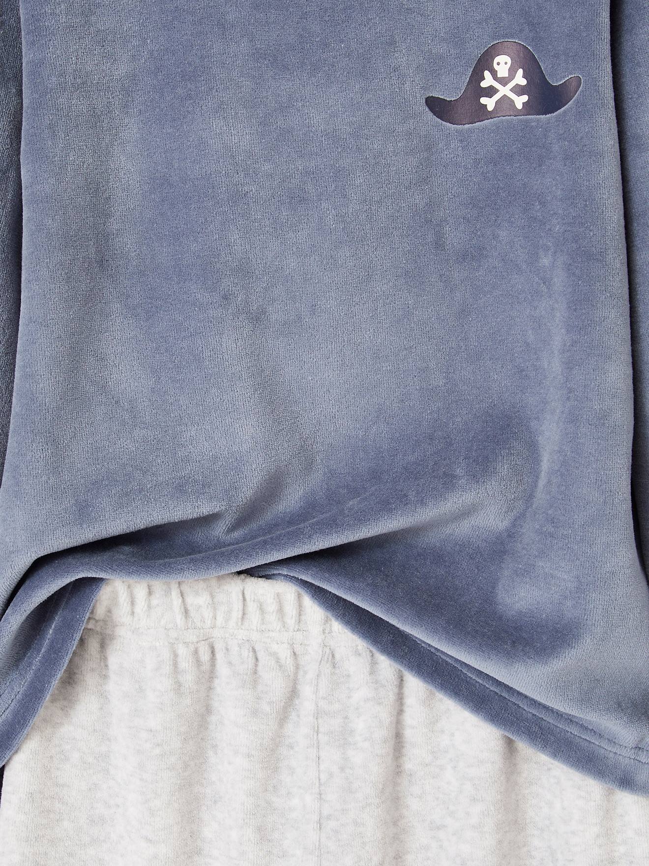 Lot de 2 pyjamas pirates en velours garçon bleu grisé