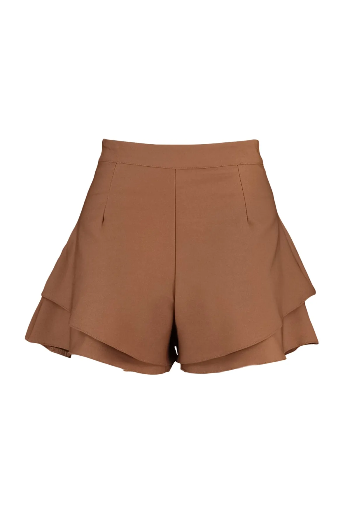 Trendyol Collection  Hellbraune Super Mini-Shorts aus Webstoff mit Volant TWOSS19BY0043