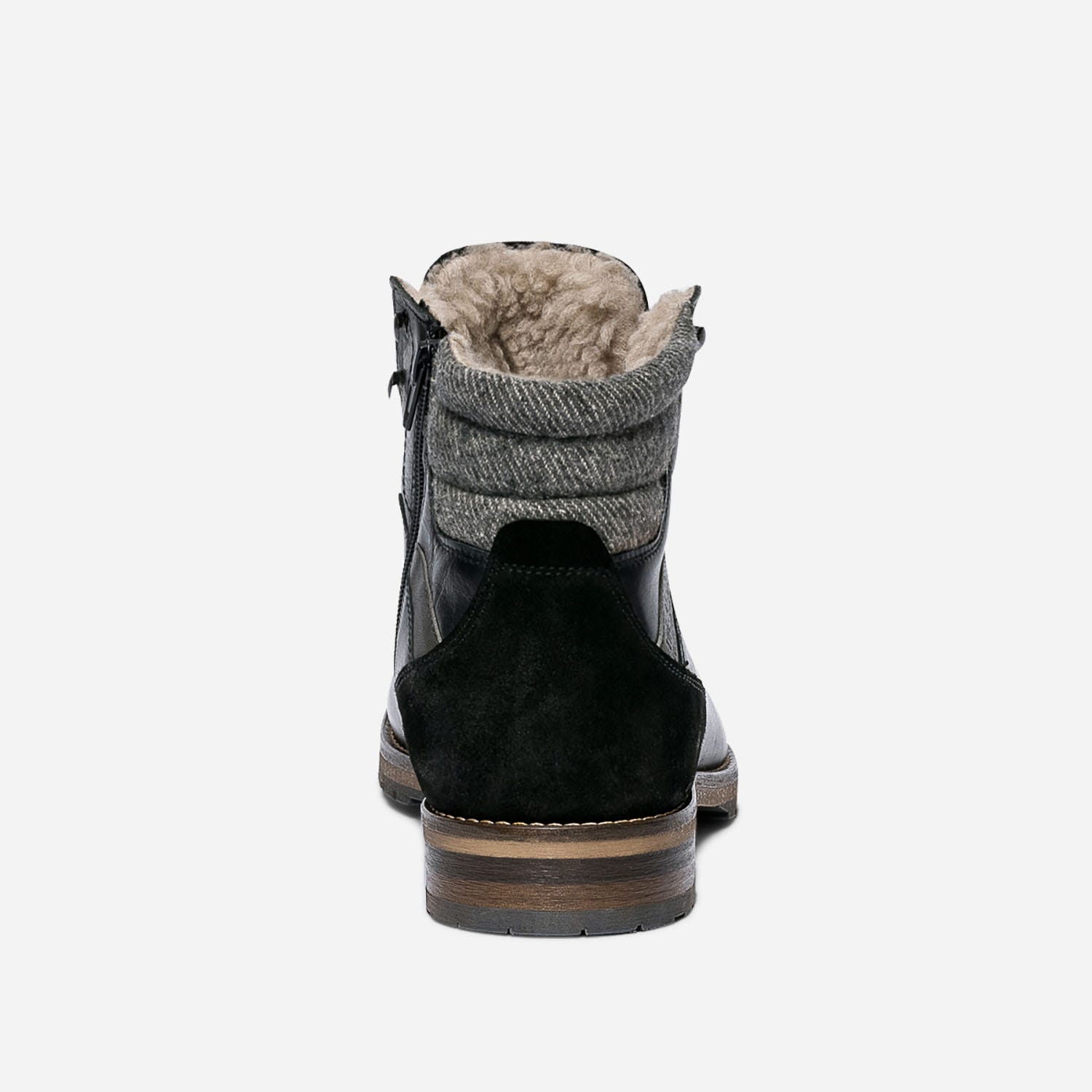 Boots à lacet noir en cuir fourré