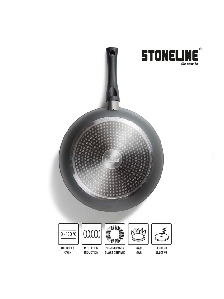 Stoneline Keramik Bratpfanne 28 cm | mit Deckel in Grau günstig kaufen Ø 28 cm