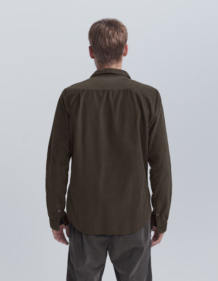 Chemise REGULAR kaki en velours milleraies Homme