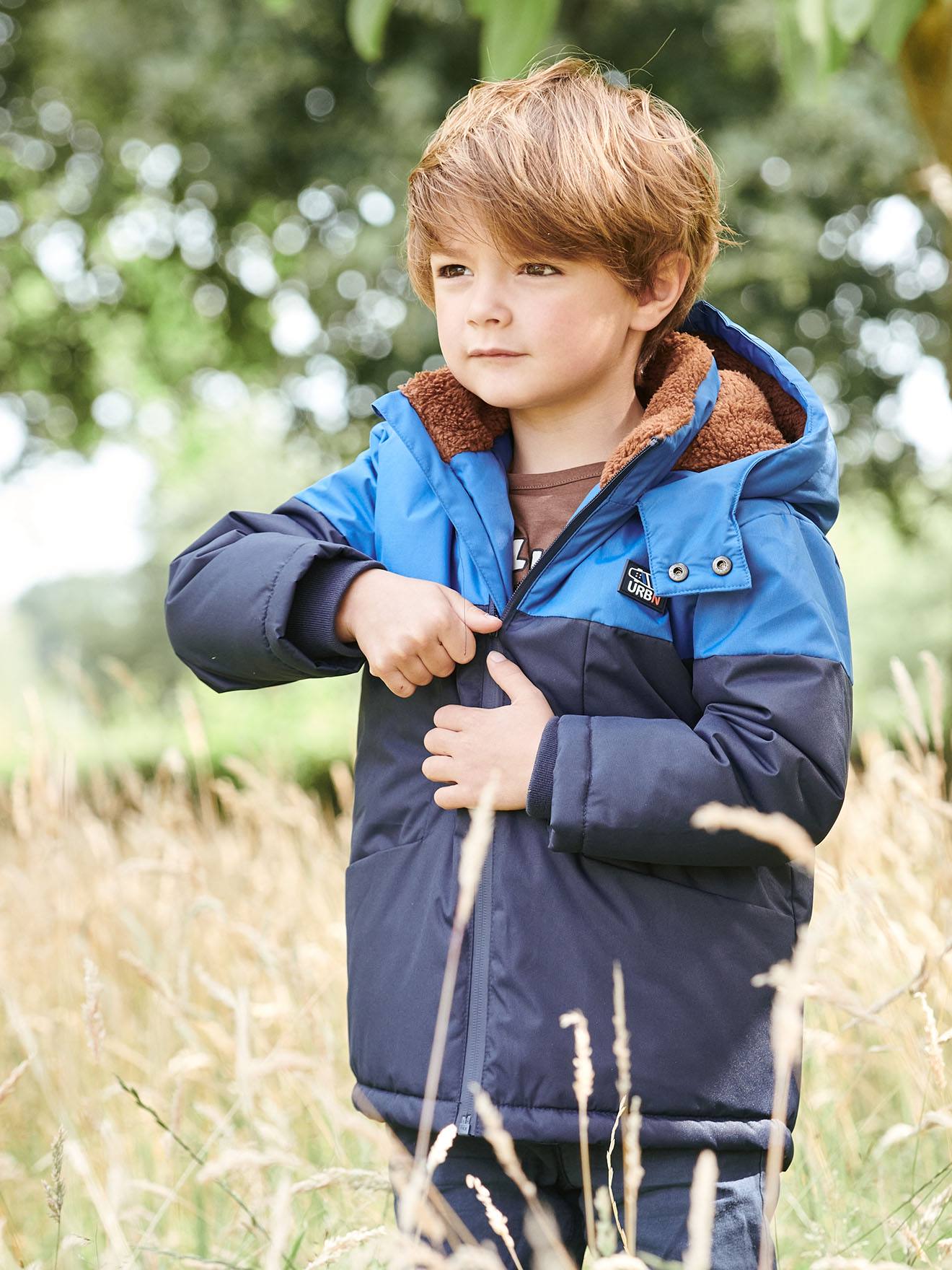 Parka technique à capuche garçon doublée fausse fourrure chaudron