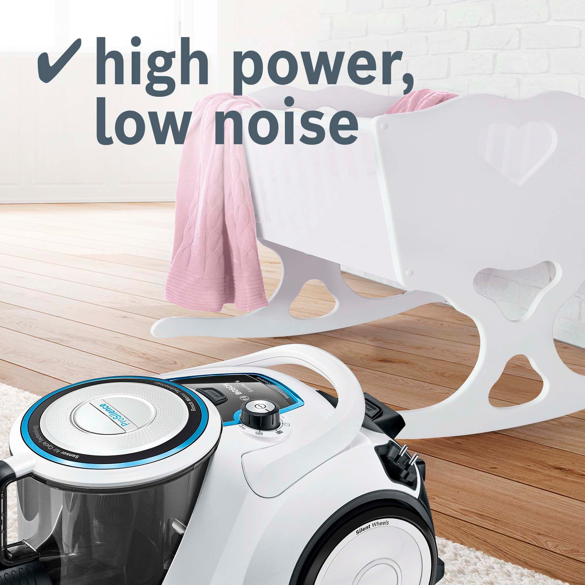 BOSCH Bodenstaubsauger BGC41LSIL ProSilence, 600 W, beutellos, extra leise, HEPA Hygienefilter ideal für Allergiker