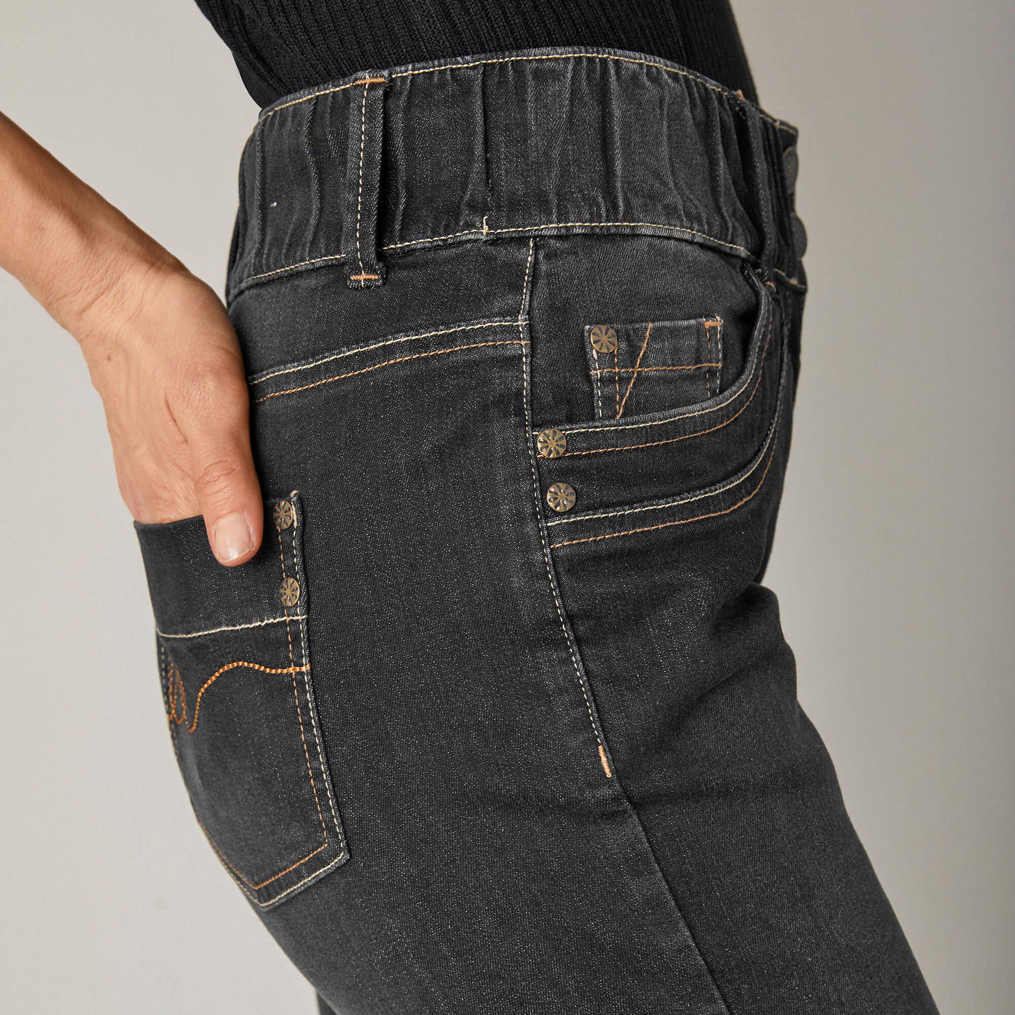 Jean mom taille élastiquée stretch