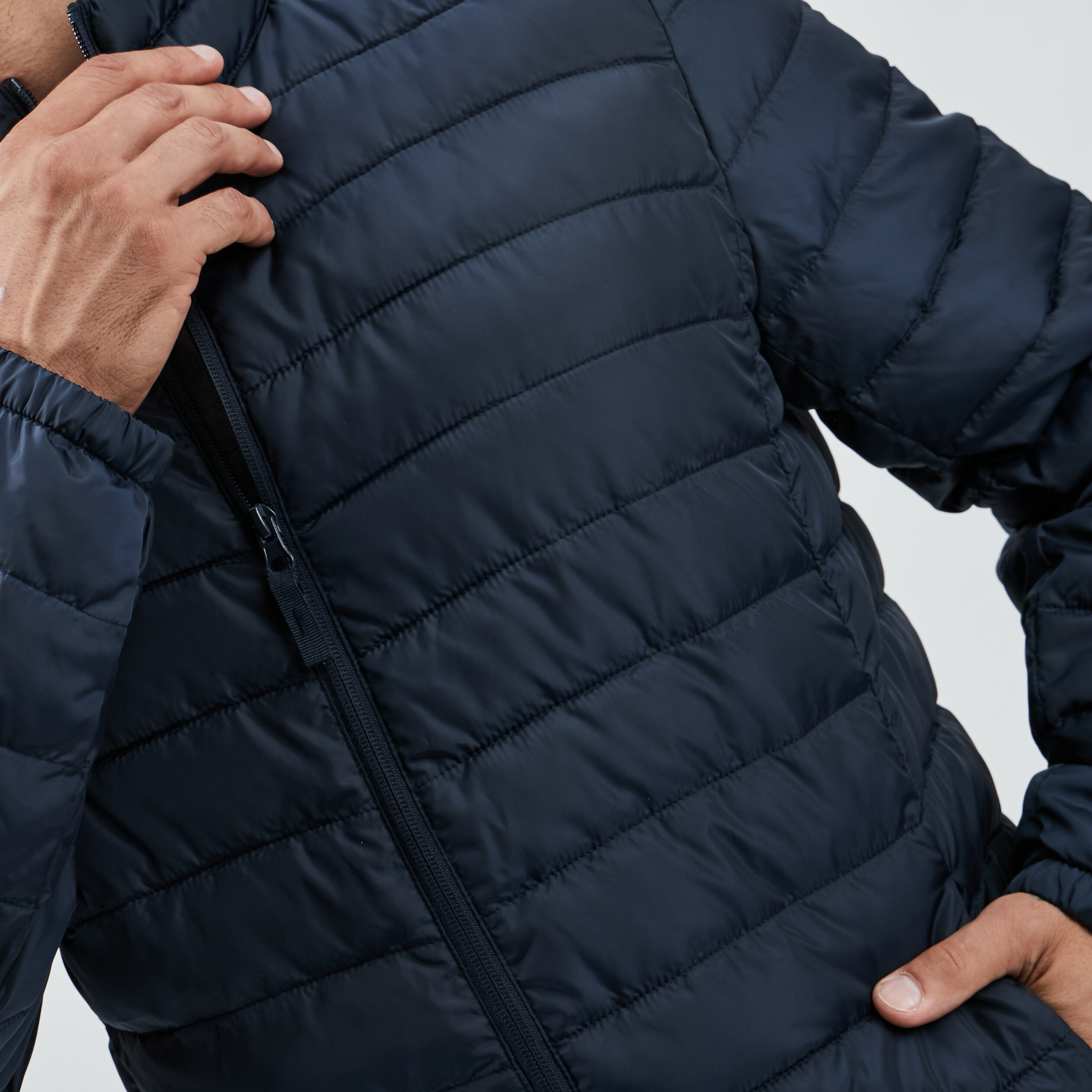 Doudoune légère droite zippée bleu marine homme | La Halle