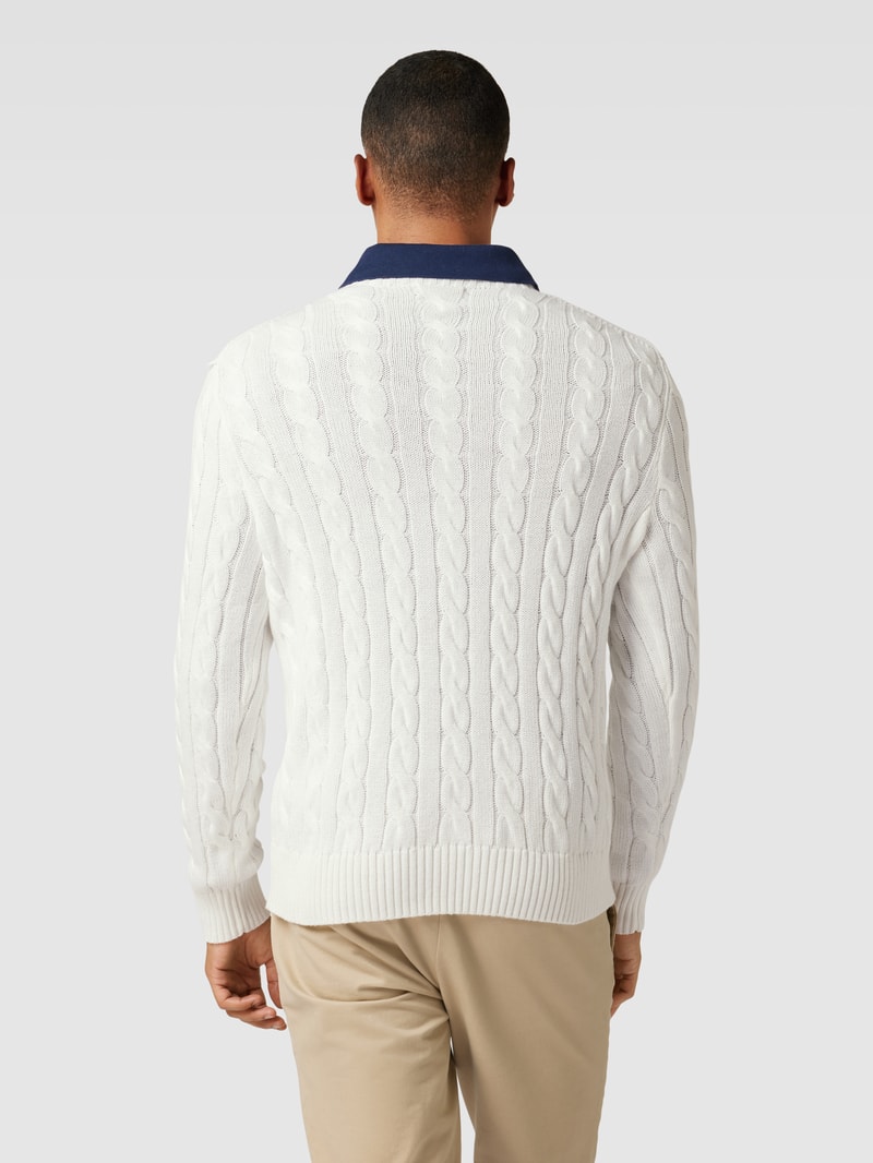 Strickpullover mit Zopfmuster Modell 'Driver' in weiß