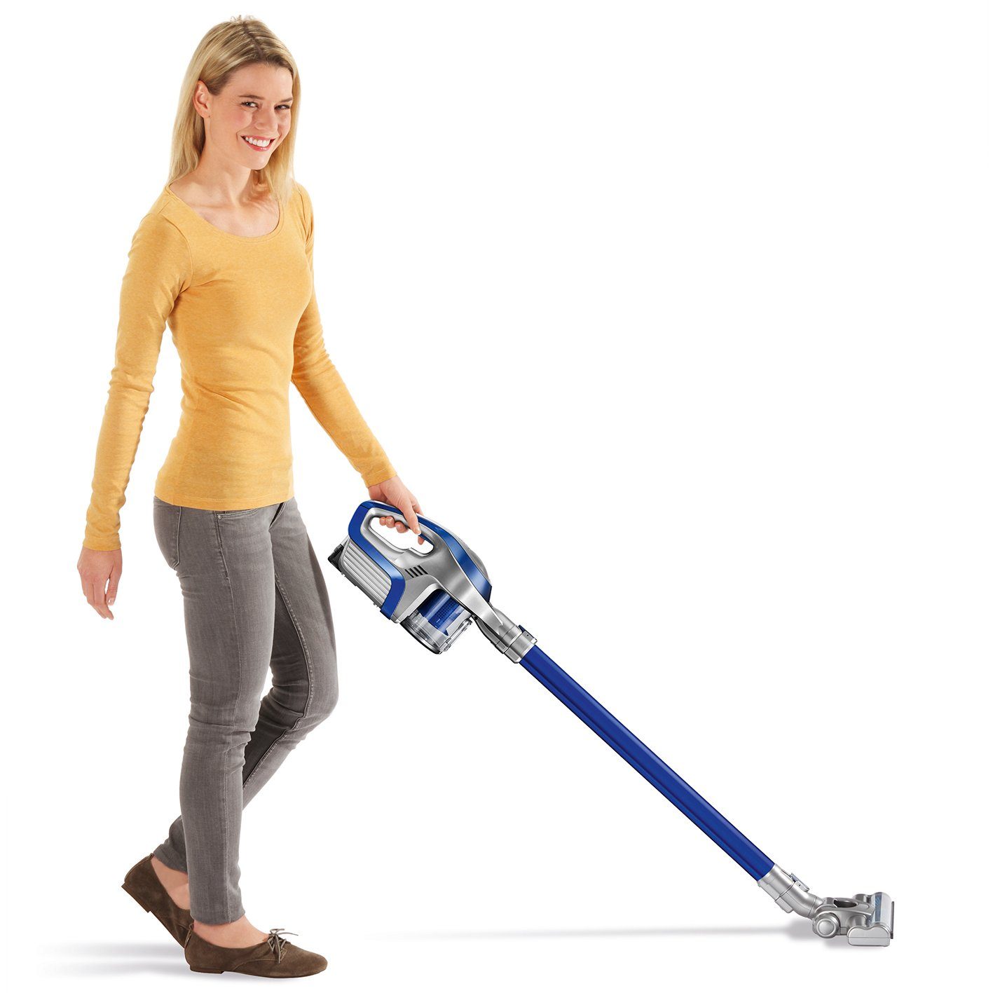 CLEANmaxx Zyklon Hybrid Staubsauger Akku Sensation kabellos 14,8V blau/grau