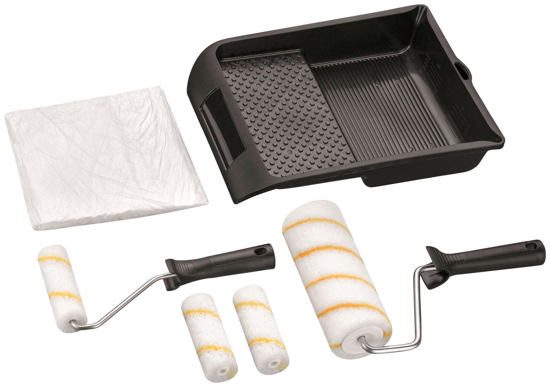 Bodenmeister Malerset Renovieren Standard, (Set, 10-St., Farbroller, Teleskopstange, Malerrollen, Farbschale), Renovierungsset für Decken- und Wandfarbe im Innenbereich