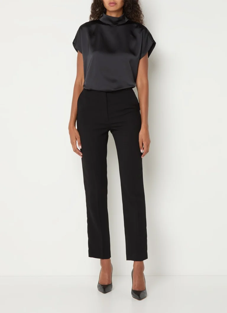 HUGO BOSS Caneli satin top with stand-up collar